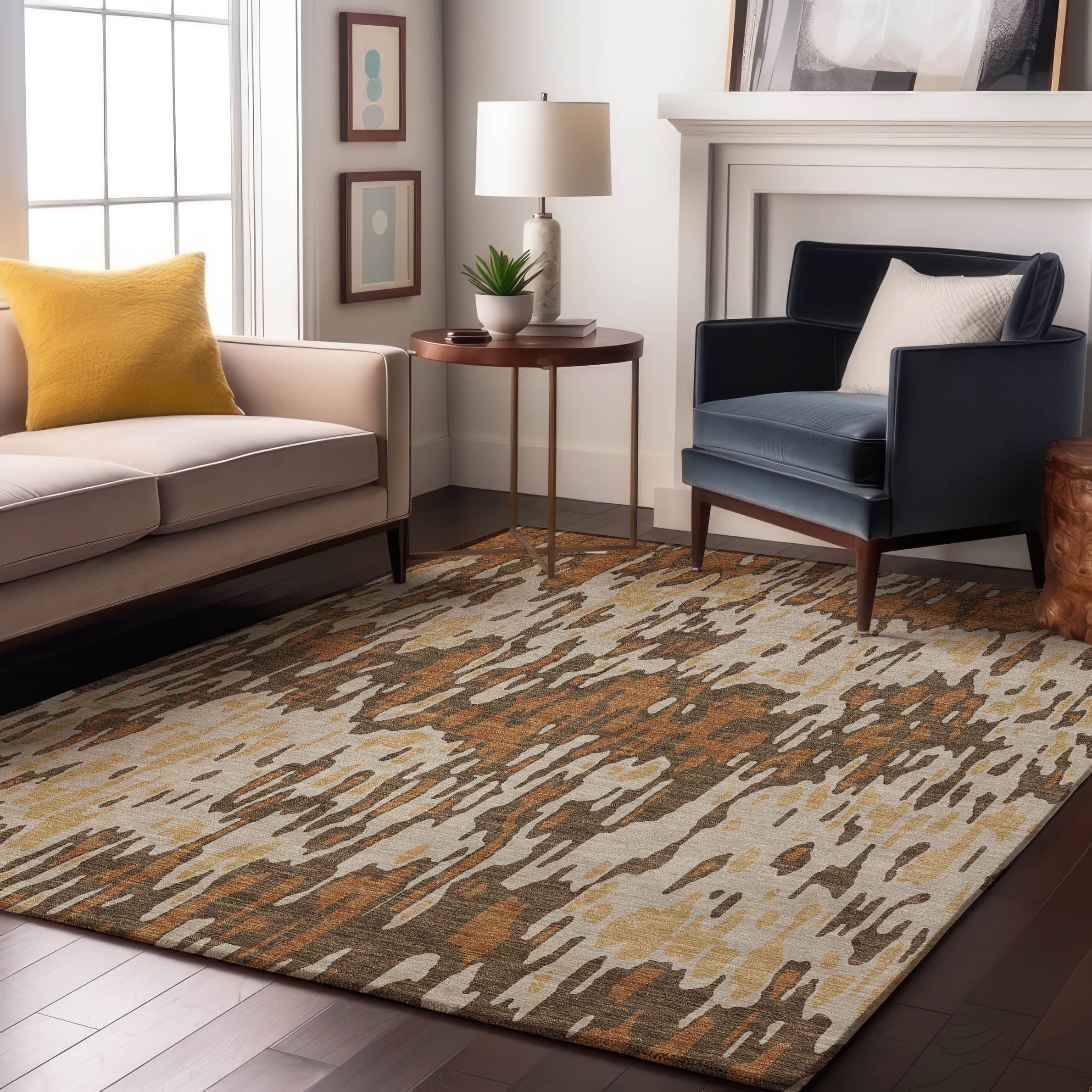 Luang Prabang Machine Washable Transitional Copper Orange Rug 2'6" x 3'10" #shape_Rectangle