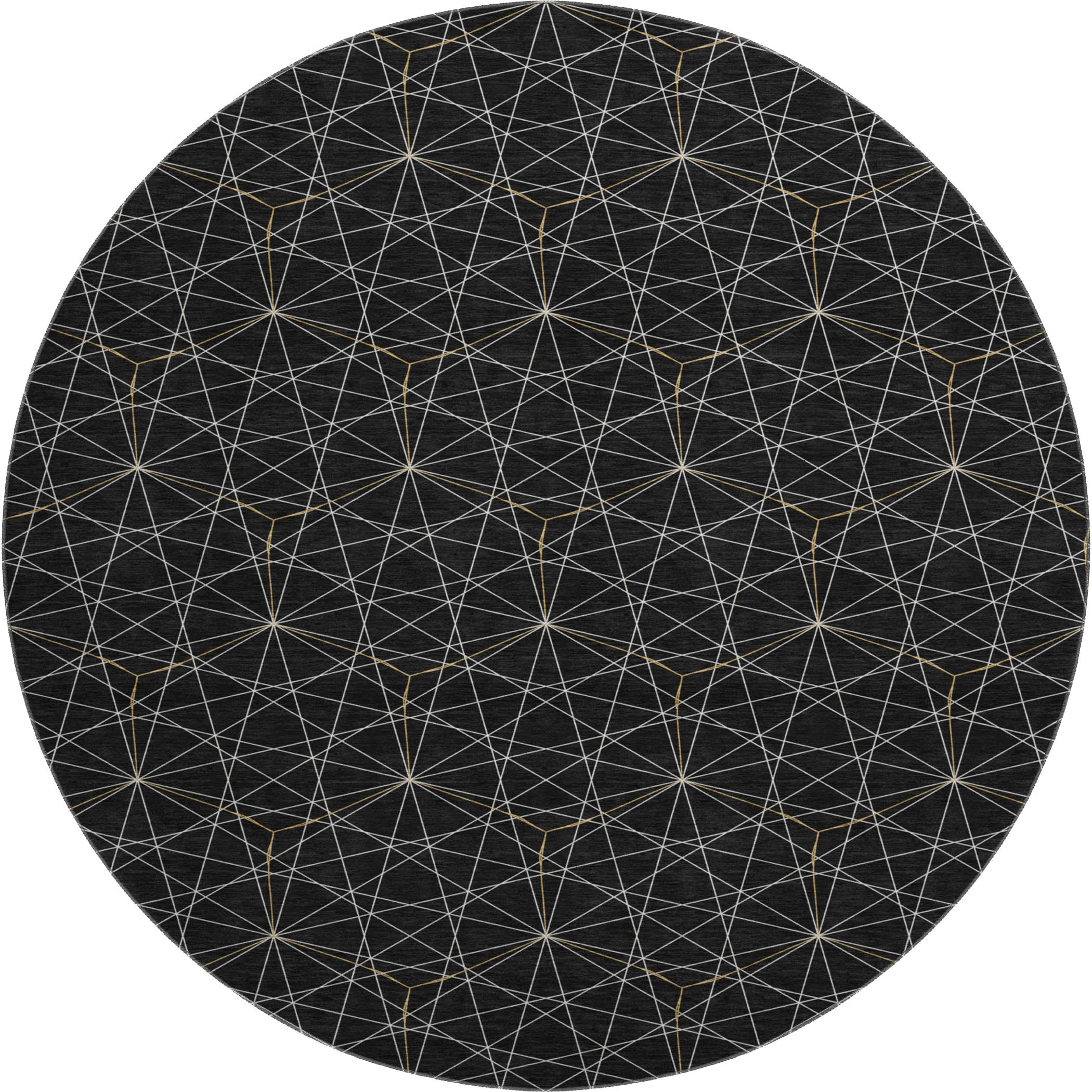 Prague Machine Washable Transitional Black Rug 8' x 8' #shape_Round