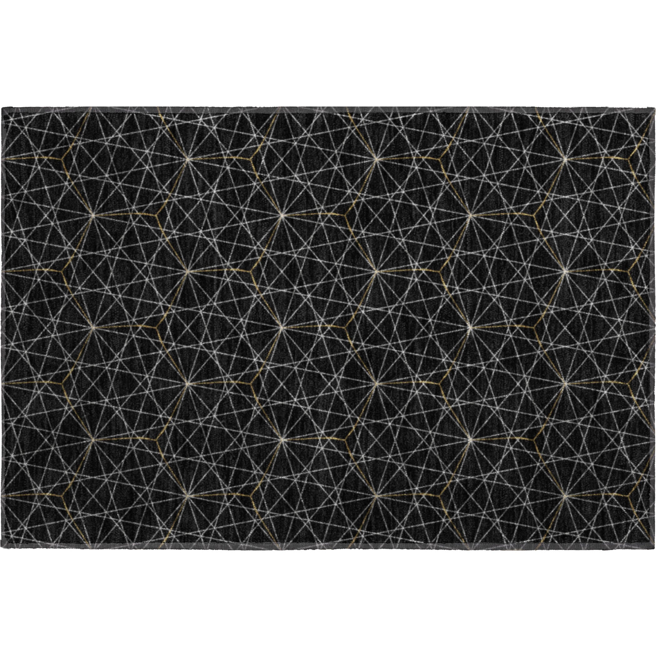 Prague Machine Washable Transitional Black Rug 1'8" x 2'6" #shape_Rectangle