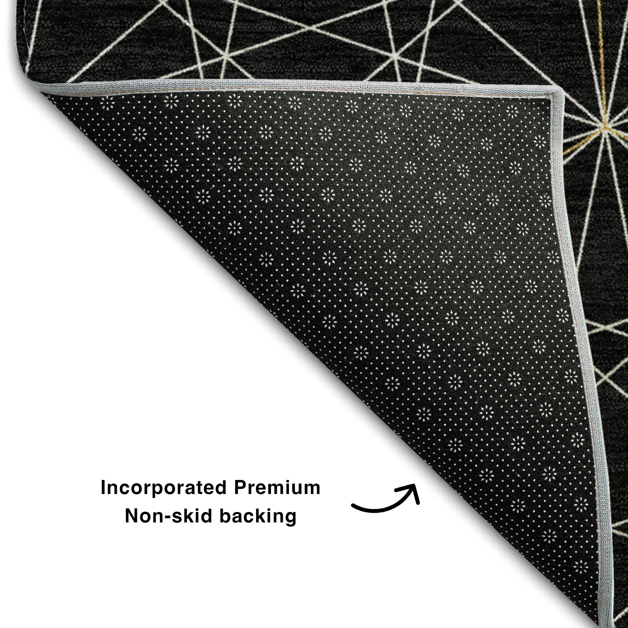 Prague Machine Washable Transitional Black Rug 1'8" x 2'6" #shape_Rectangle
