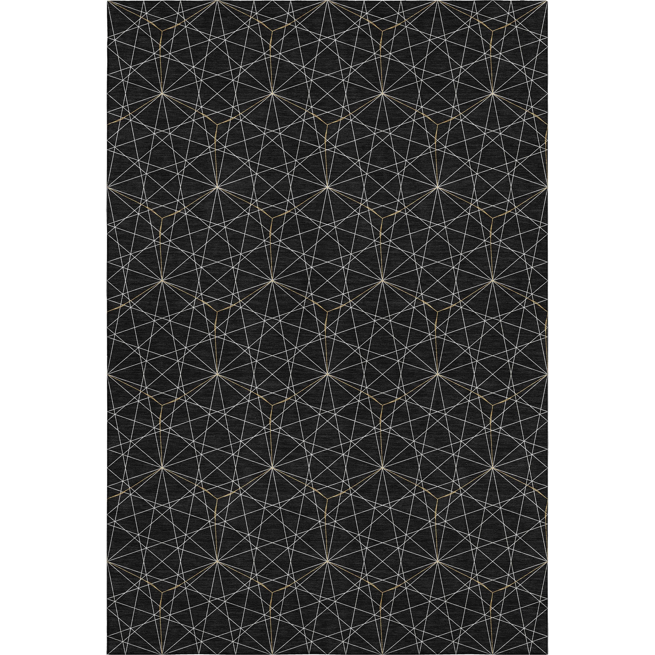 Prague Machine Washable Transitional Black Rug 2'6" x 3'10" #shape_Rectangle