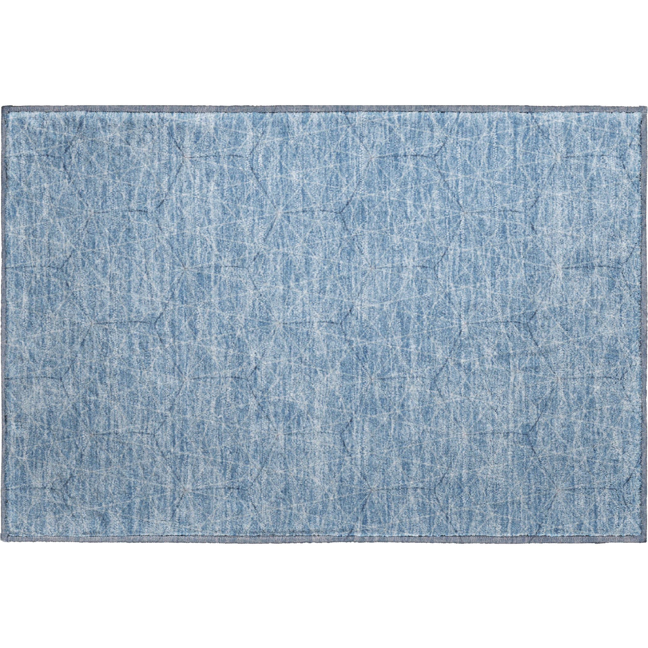 Prague Machine Washable Transitional Denim Blue Rug 1'8" x 2'6" #shape_Rectangle