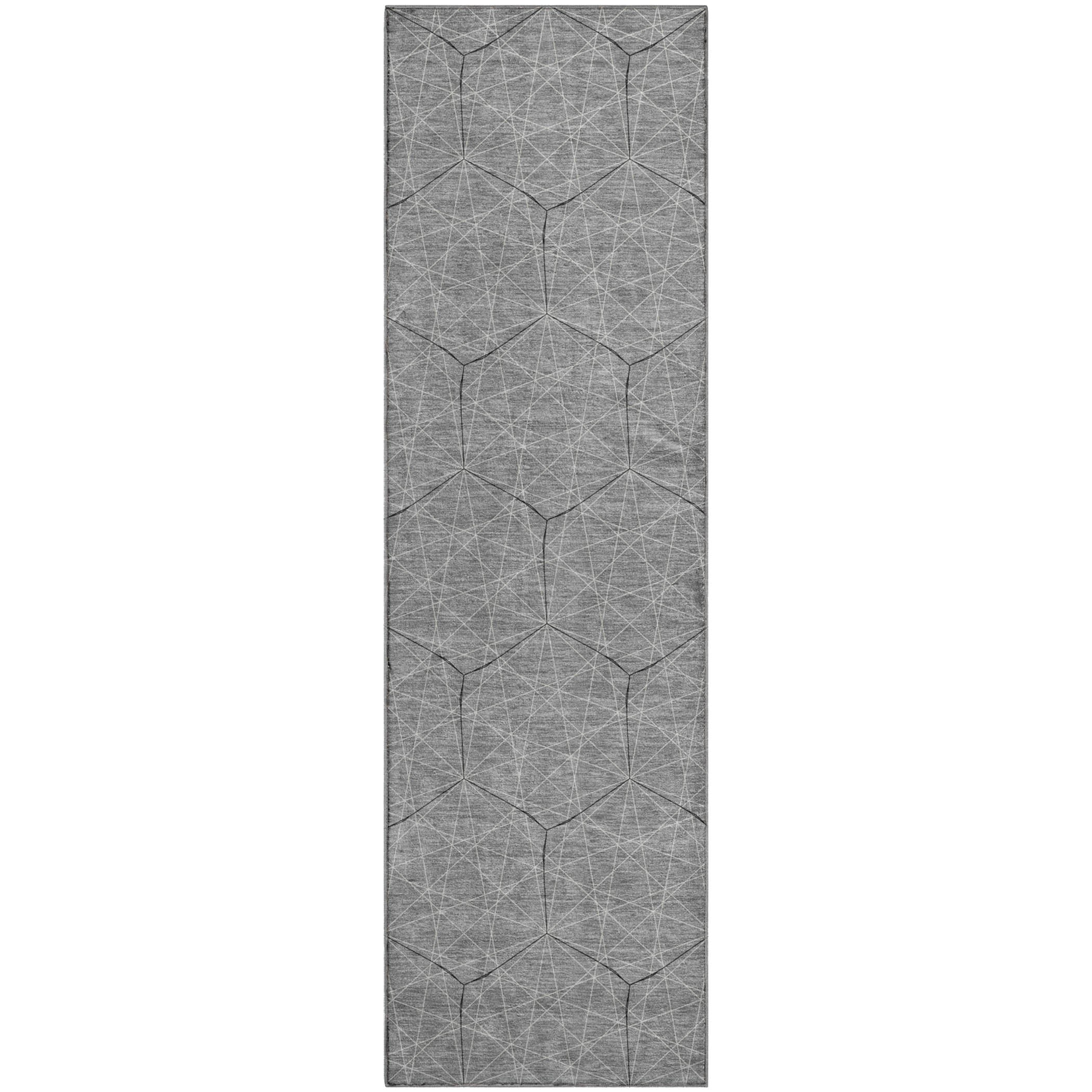 Prague Machine Washable Transitional Gray Rug 2'3" x 7'6" #shape_Runner