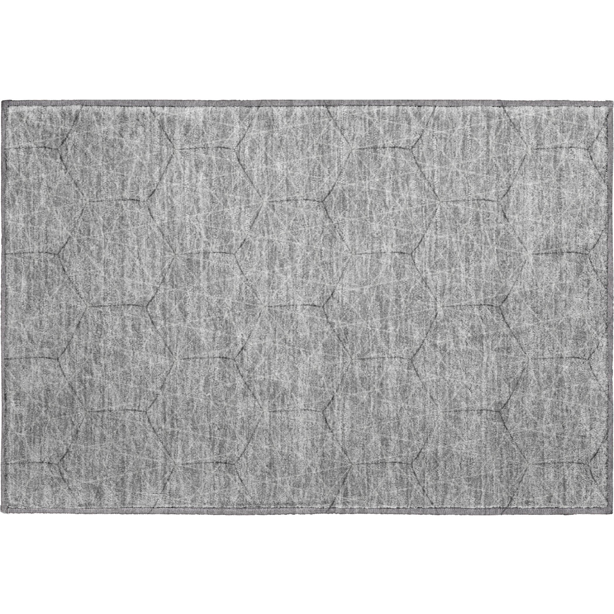 Prague Machine Washable Transitional Gray Rug 1'8" x 2'6" #shape_Rectangle