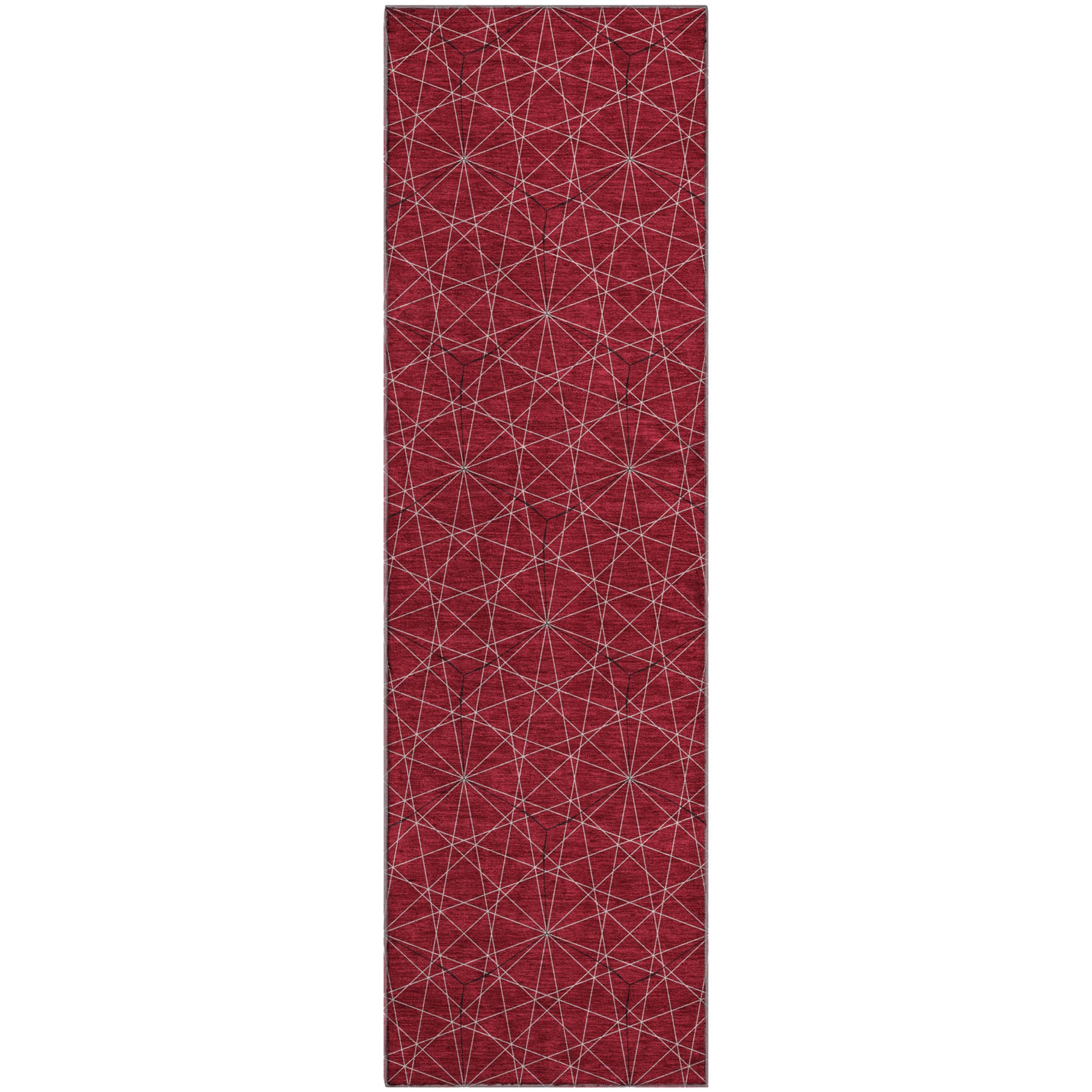 Prague Machine Washable Transitional Red Rug 2'3" x 7'6" #shape_Runner