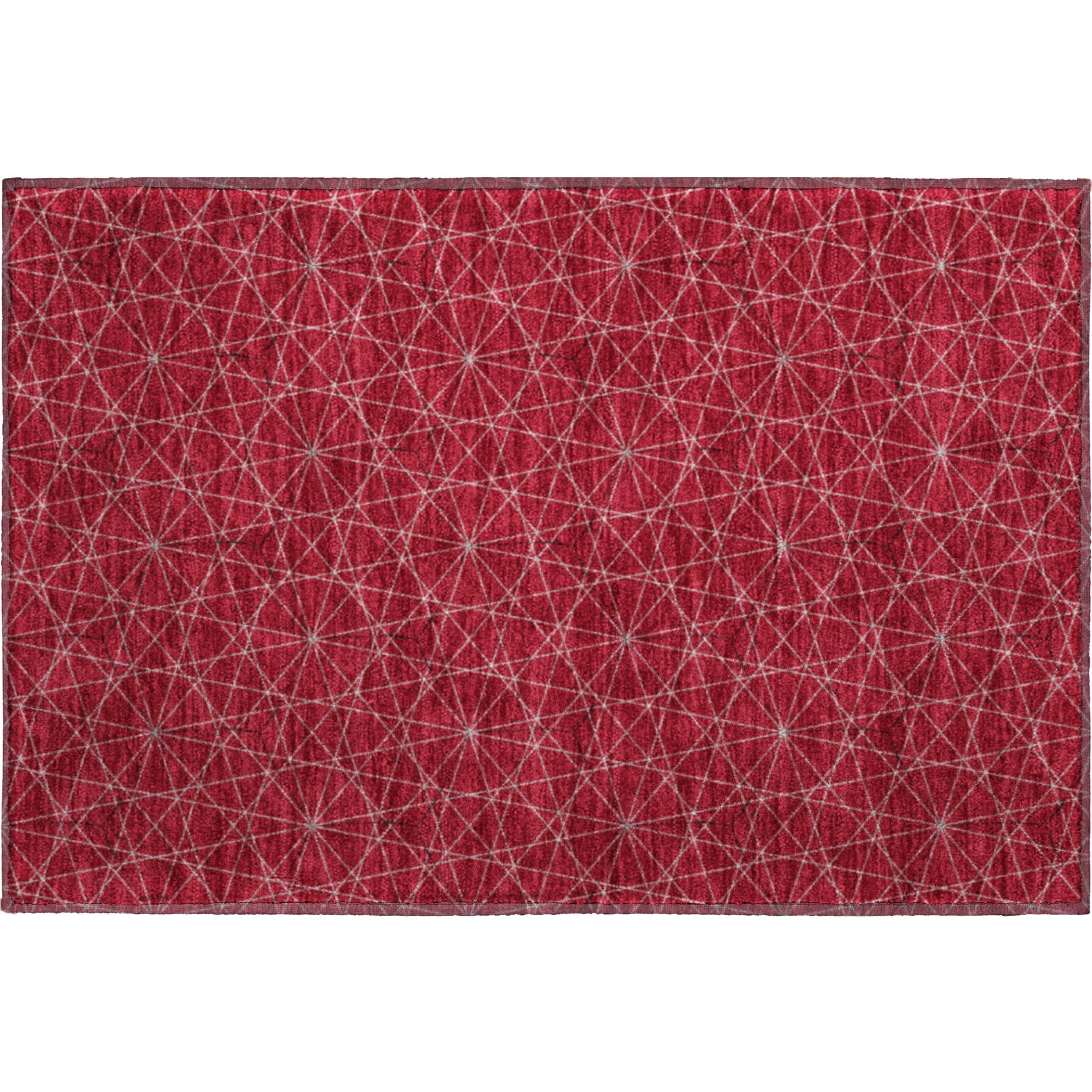 Prague Machine Washable Transitional Red Rug 1'8" x 2'6" #shape_Rectangle