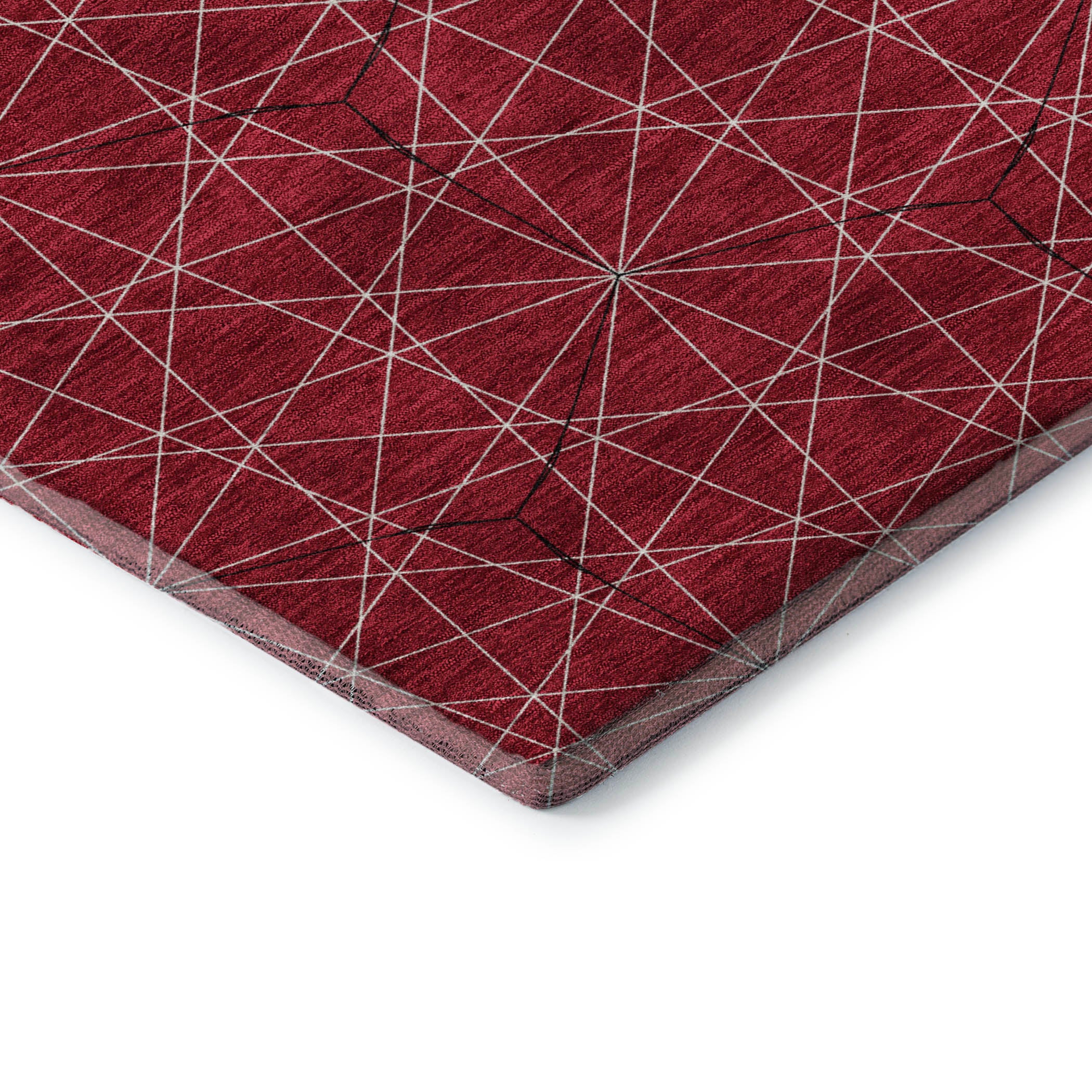 Prague Machine Washable Transitional Red Rug 1'8" x 2'6" #shape_Rectangle