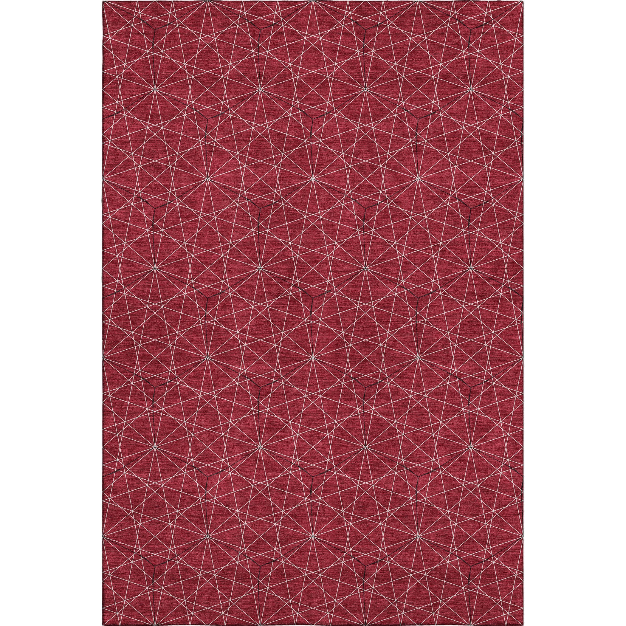 Prague Machine Washable Transitional Red Rug 2'6" x 3'10" #shape_Rectangle