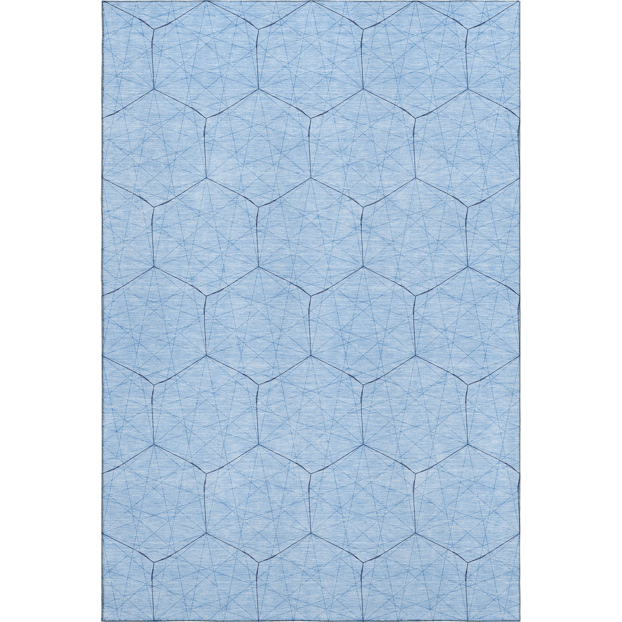 Prague Machine Washable Transitional Sky Blue Rug 2'6" x 3'10" #shape_Rectangle