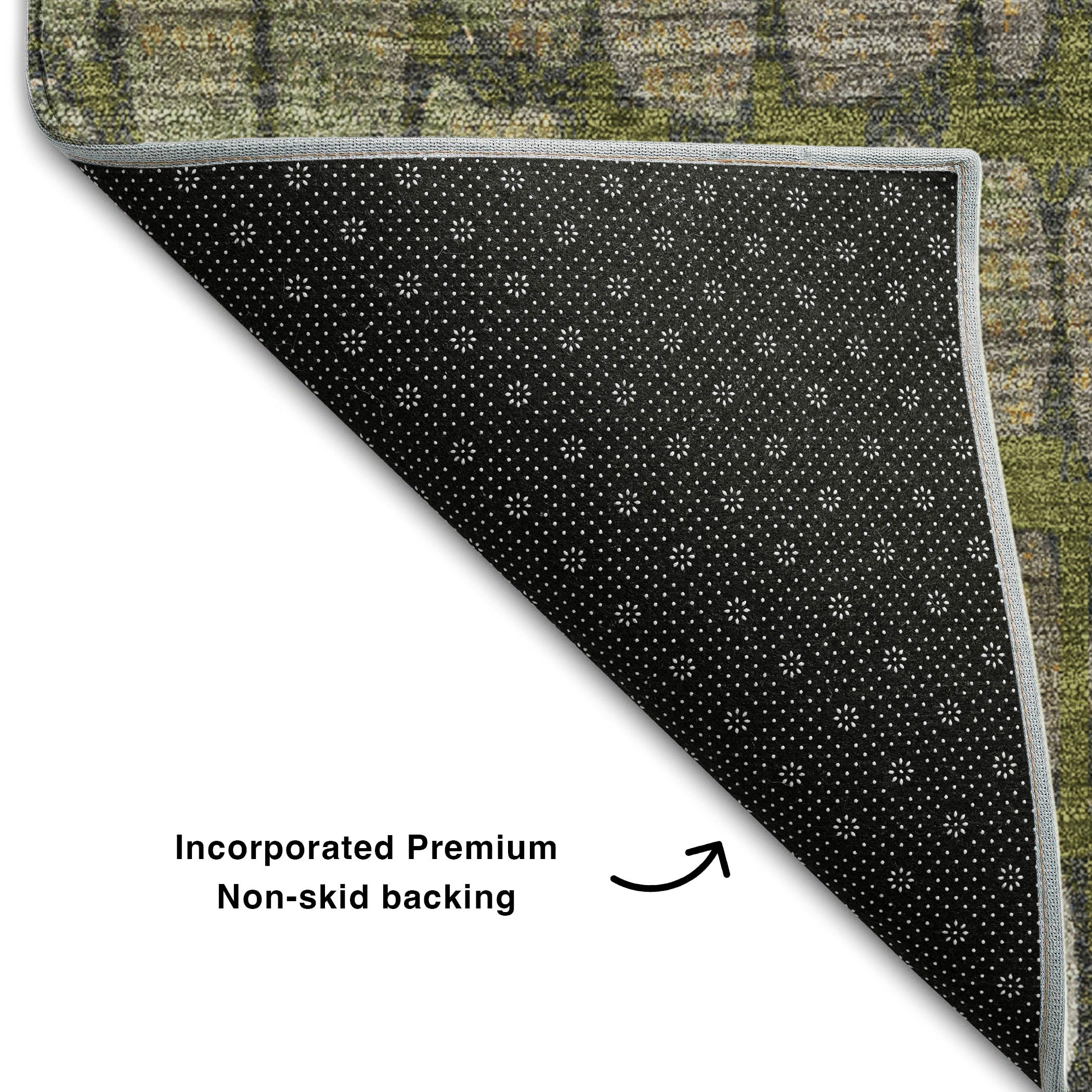 Sintra Machine Washable Transitional Olive Green Rug 1'8" x 2'6" #shape_Rectangle