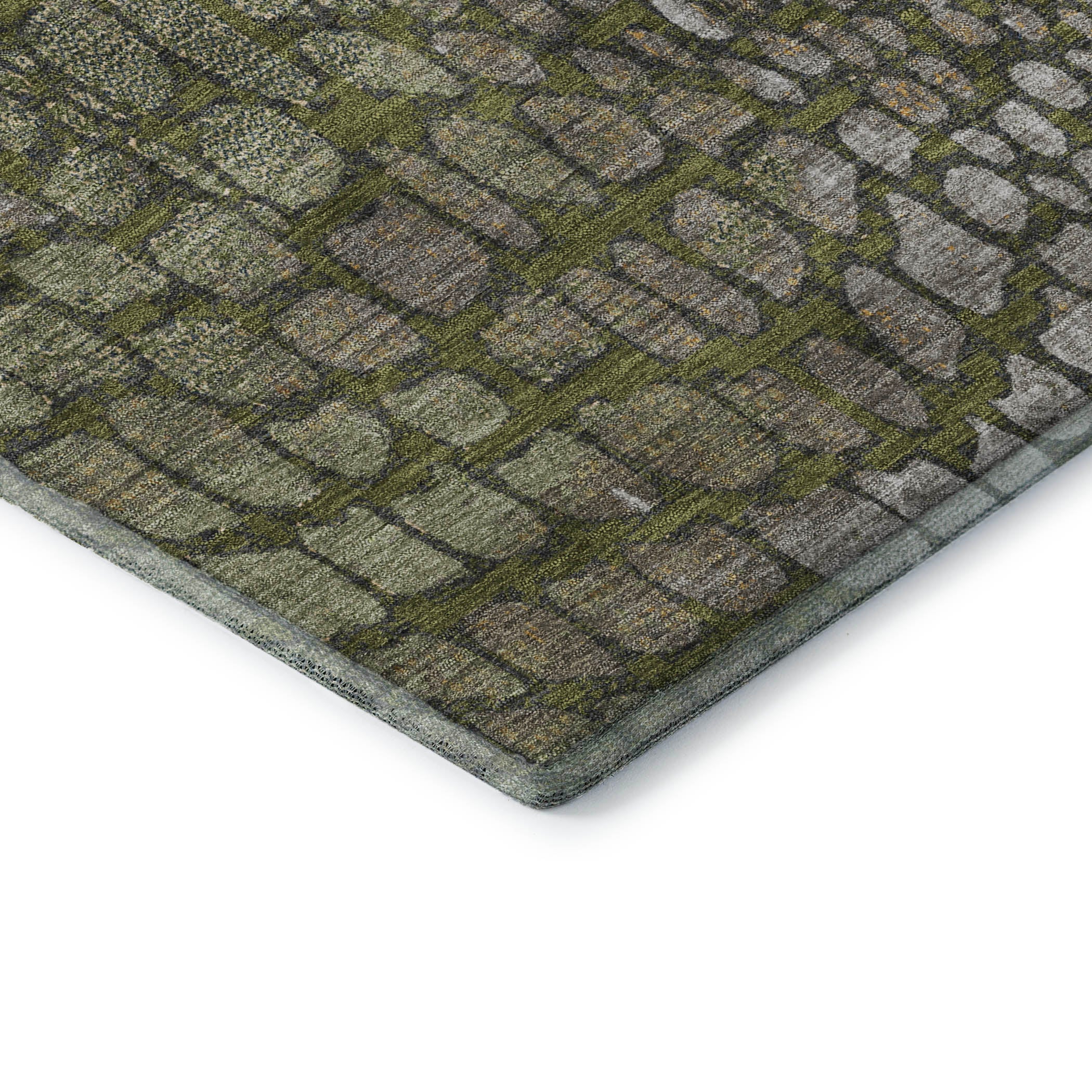 Sintra Machine Washable Transitional Olive Green Rug 1'8" x 2'6" #shape_Rectangle