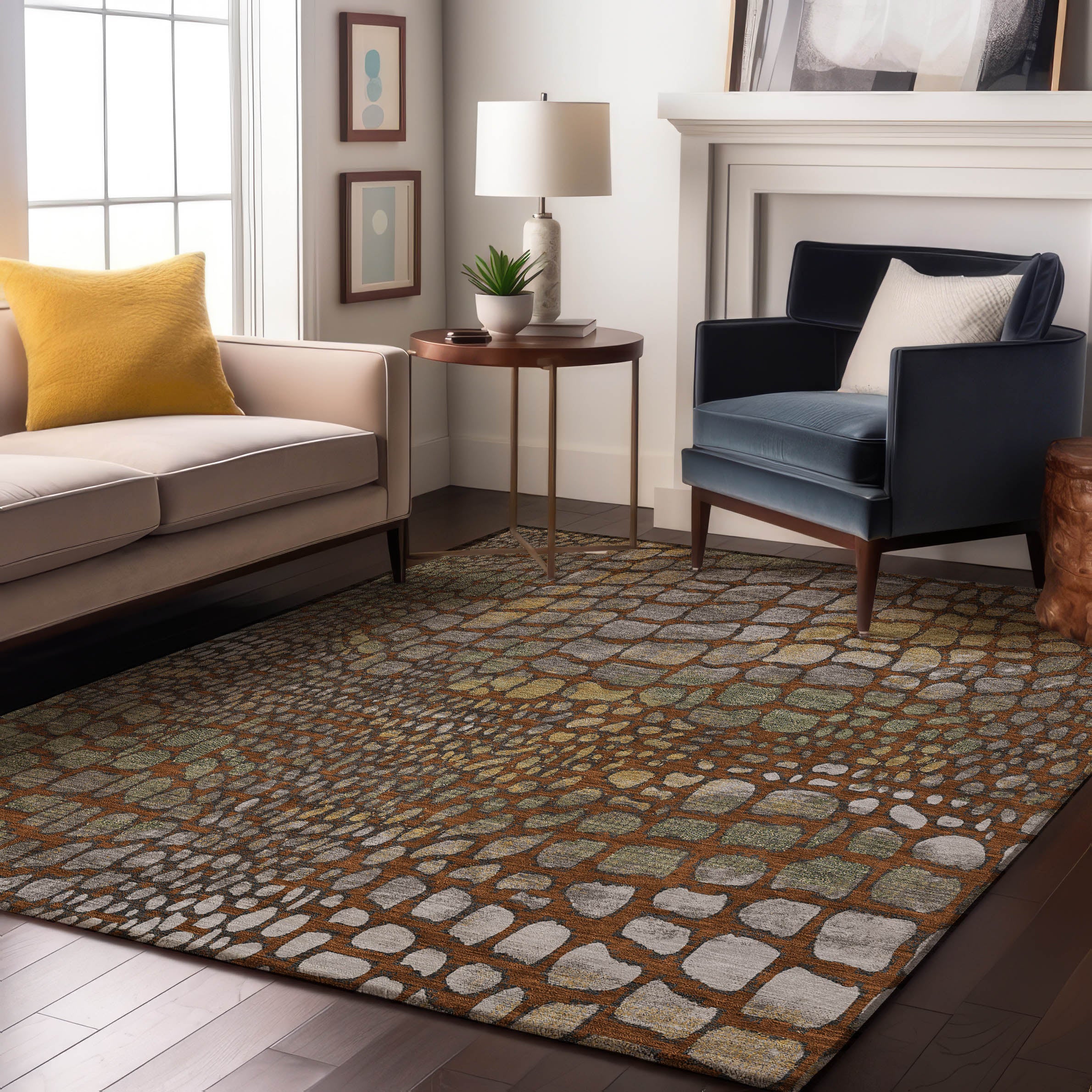 Sintra Machine Washable Transitional Paprika Orange Rug 2'6" x 3'10" #shape_Rectangle