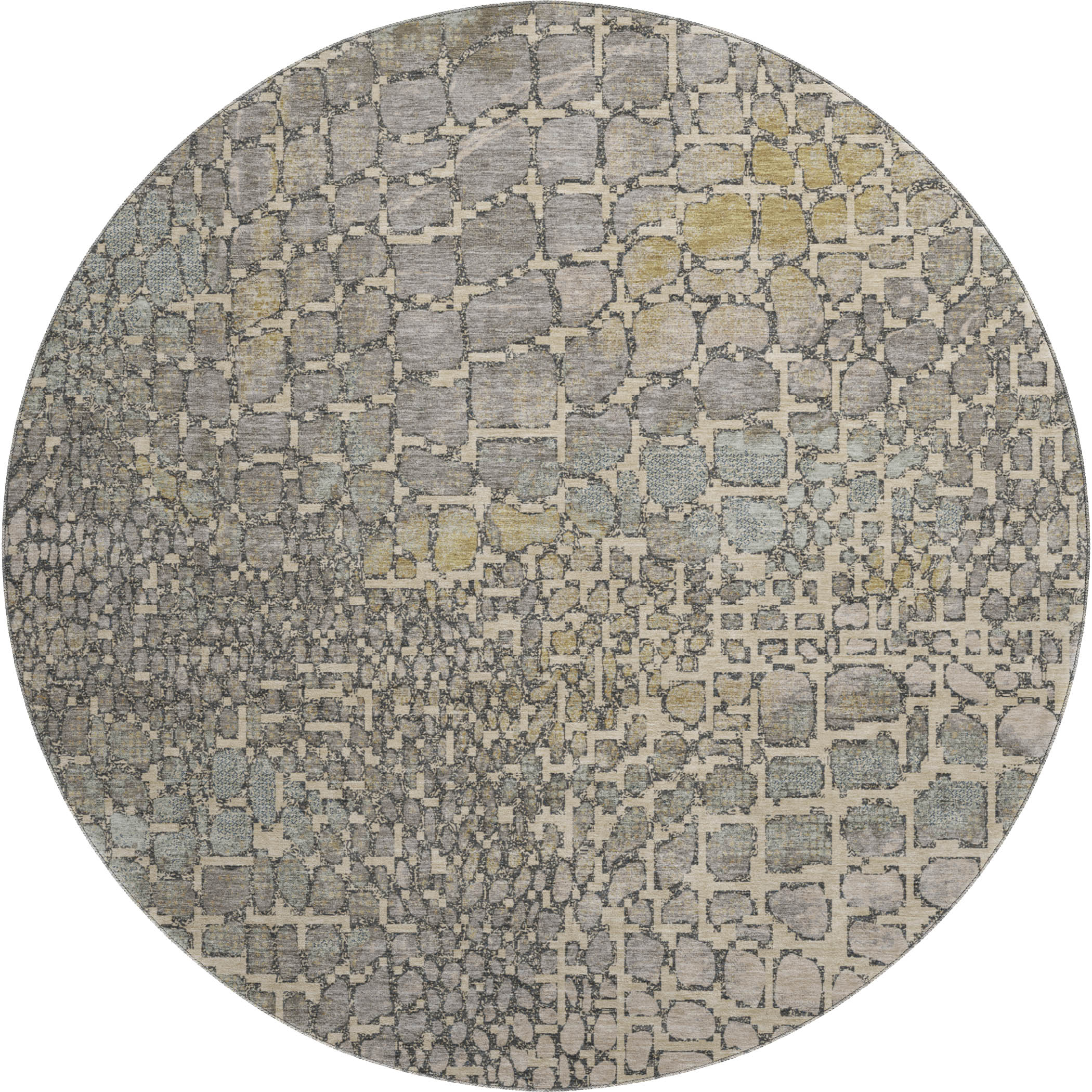 Sintra Machine Washable Transitional Putty Ivory Rug 8' x 8' #shape_Round