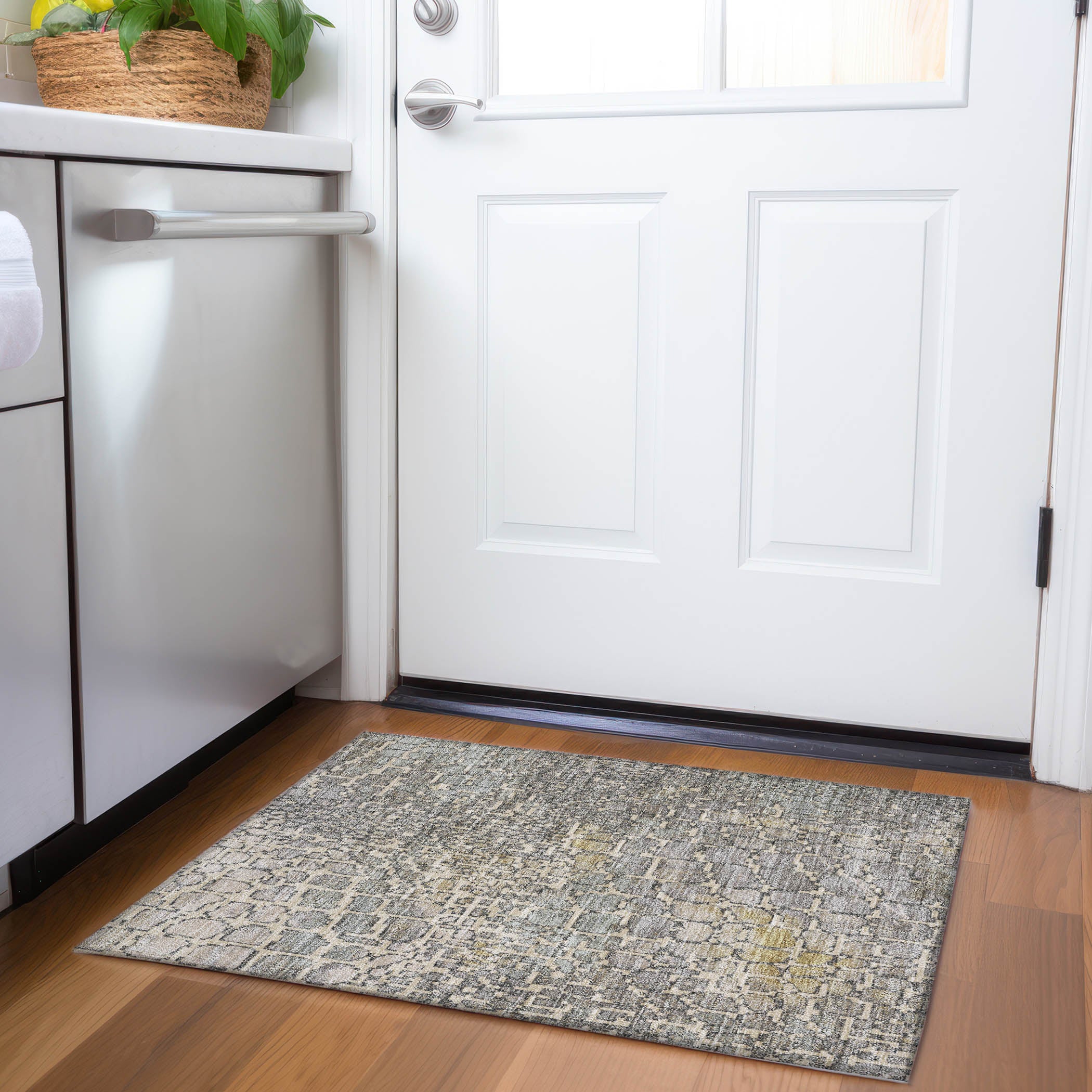 Sintra Machine Washable Transitional Putty Ivory Rug 1'8" x 2'6" #shape_Rectangle