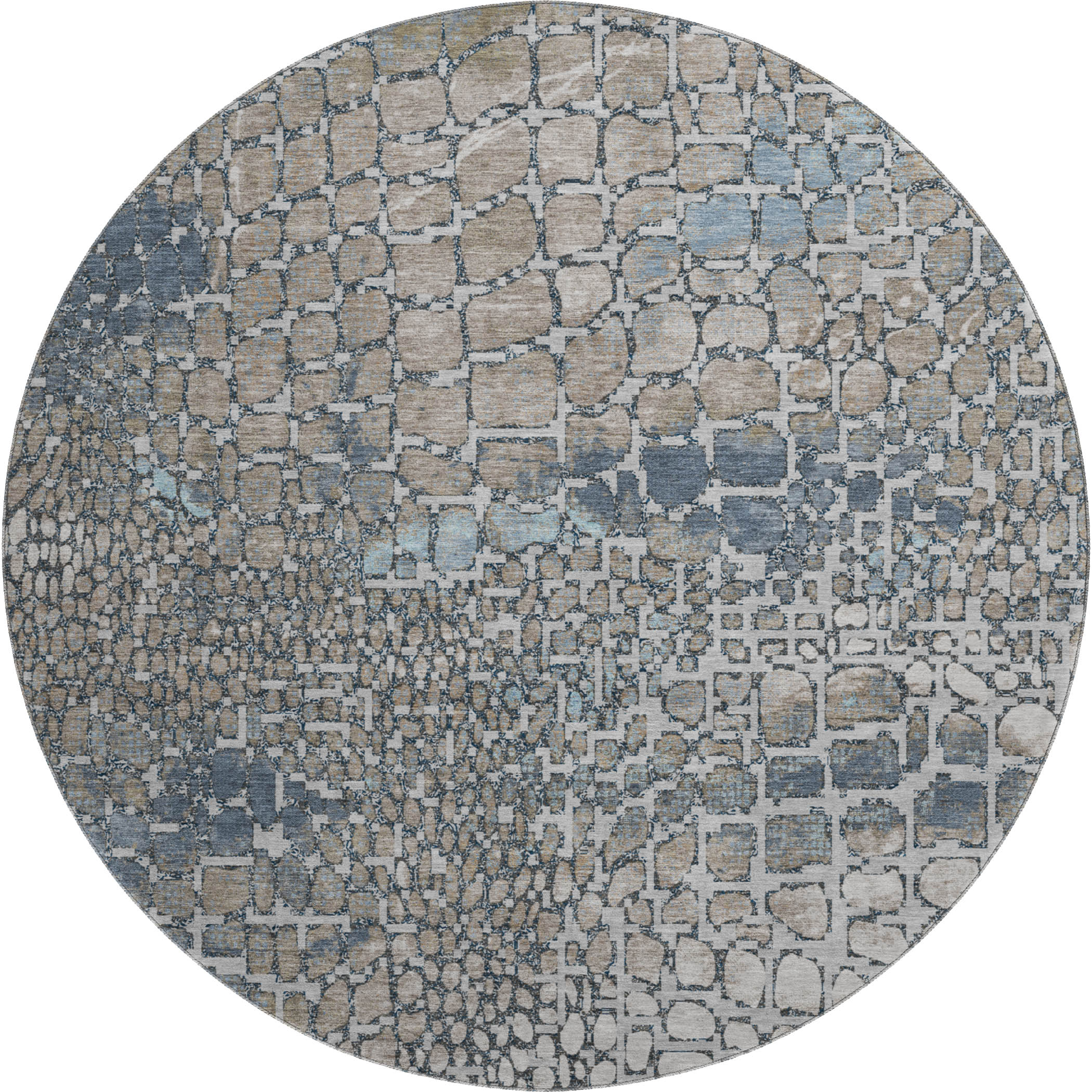 Sintra Machine Washable Transitional Silver Gray Rug 8' x 8' #shape_Round