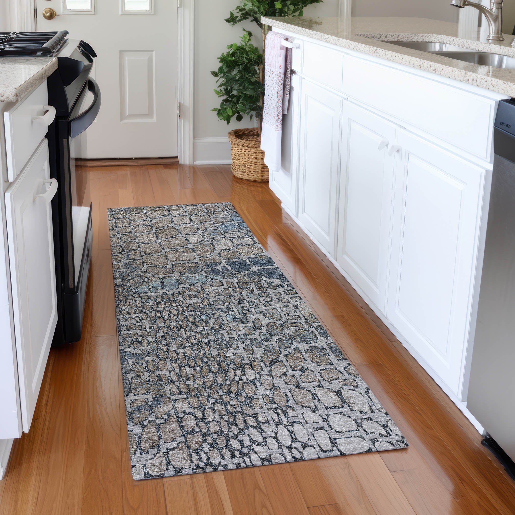 Sintra Machine Washable Transitional Silver Gray Rug 2'3" x 7'6" #shape_Runner