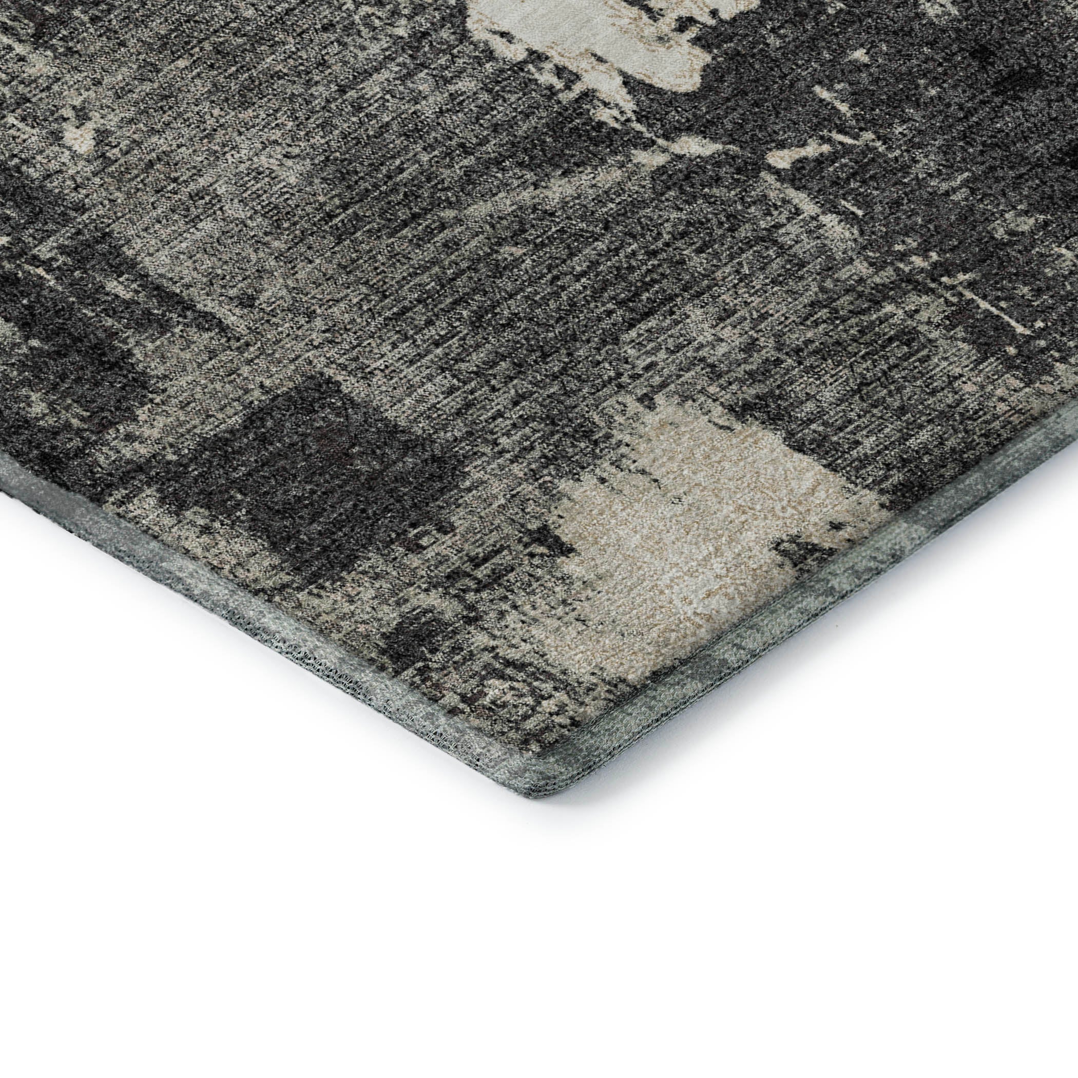 Antigua Machine Washable Transitional Black Rug 1'8" x 2'6" #shape_Rectangle
