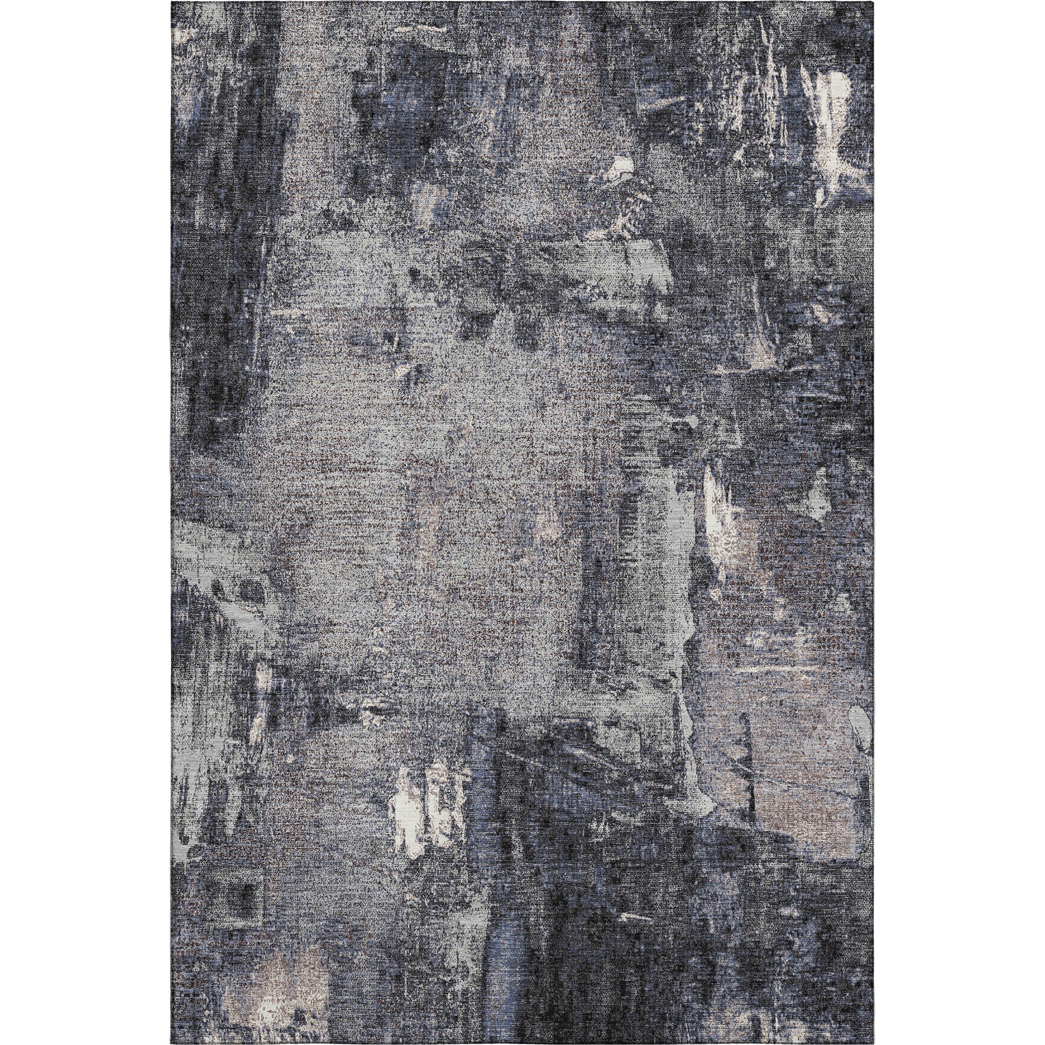 Antigua Machine Washable Transitional Charcoal Gray Rug 2'6" x 3'10" #shape_Rectangle