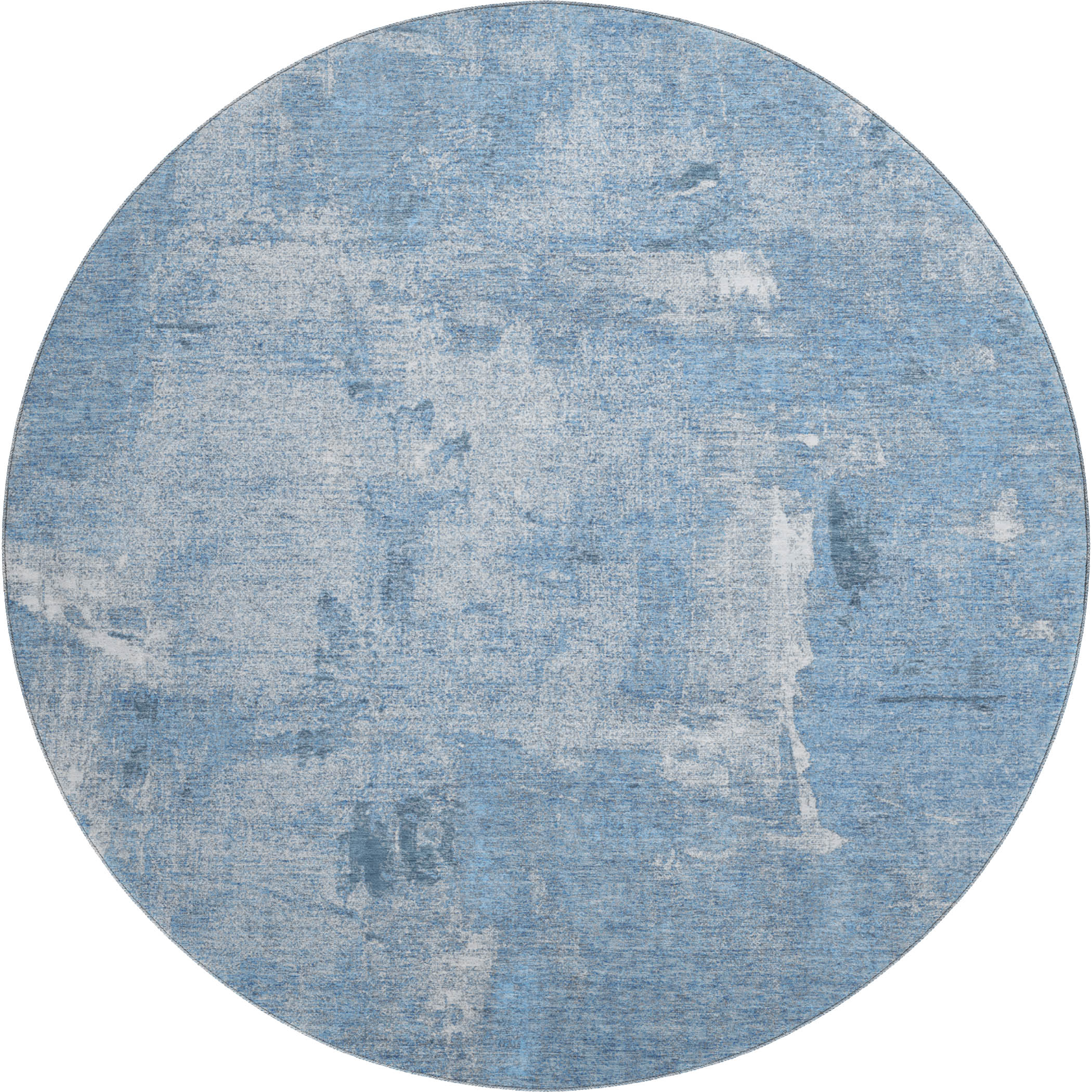 Antigua Machine Washable Transitional Denim Blue Rug 8' x 8' #shape_Round