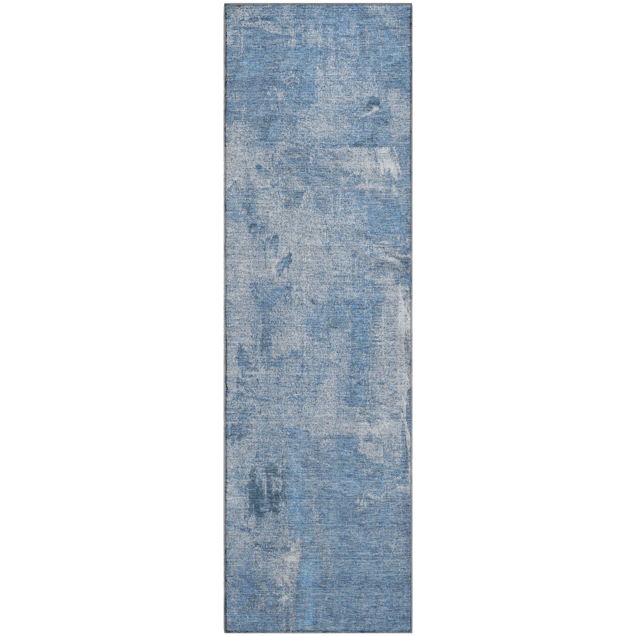 Antigua Machine Washable Transitional Denim Blue Rug 2'3" x 7'6" #shape_Runner
