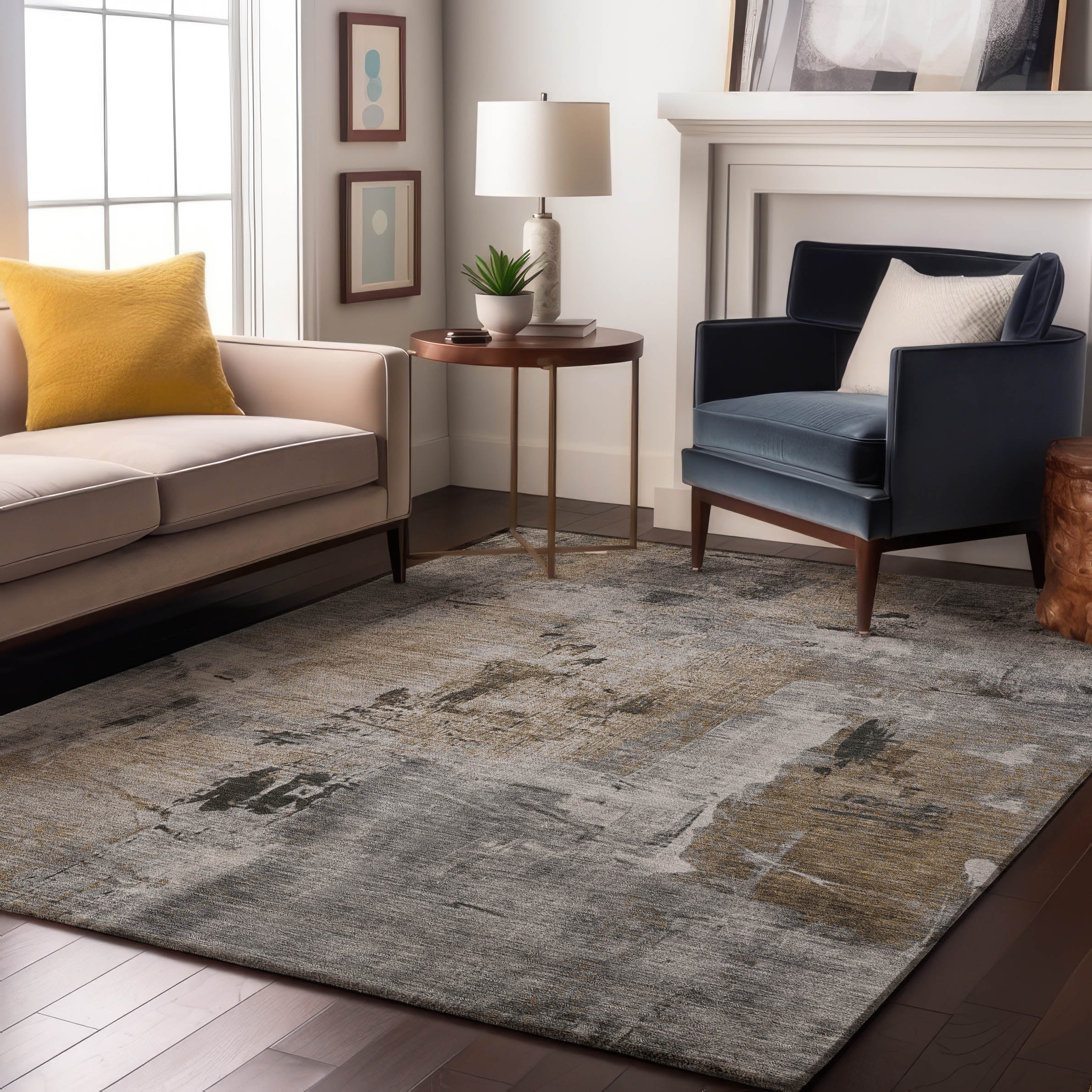 Antigua Machine Washable Transitional Gray Rug 2'6" x 3'10" #shape_Rectangle
