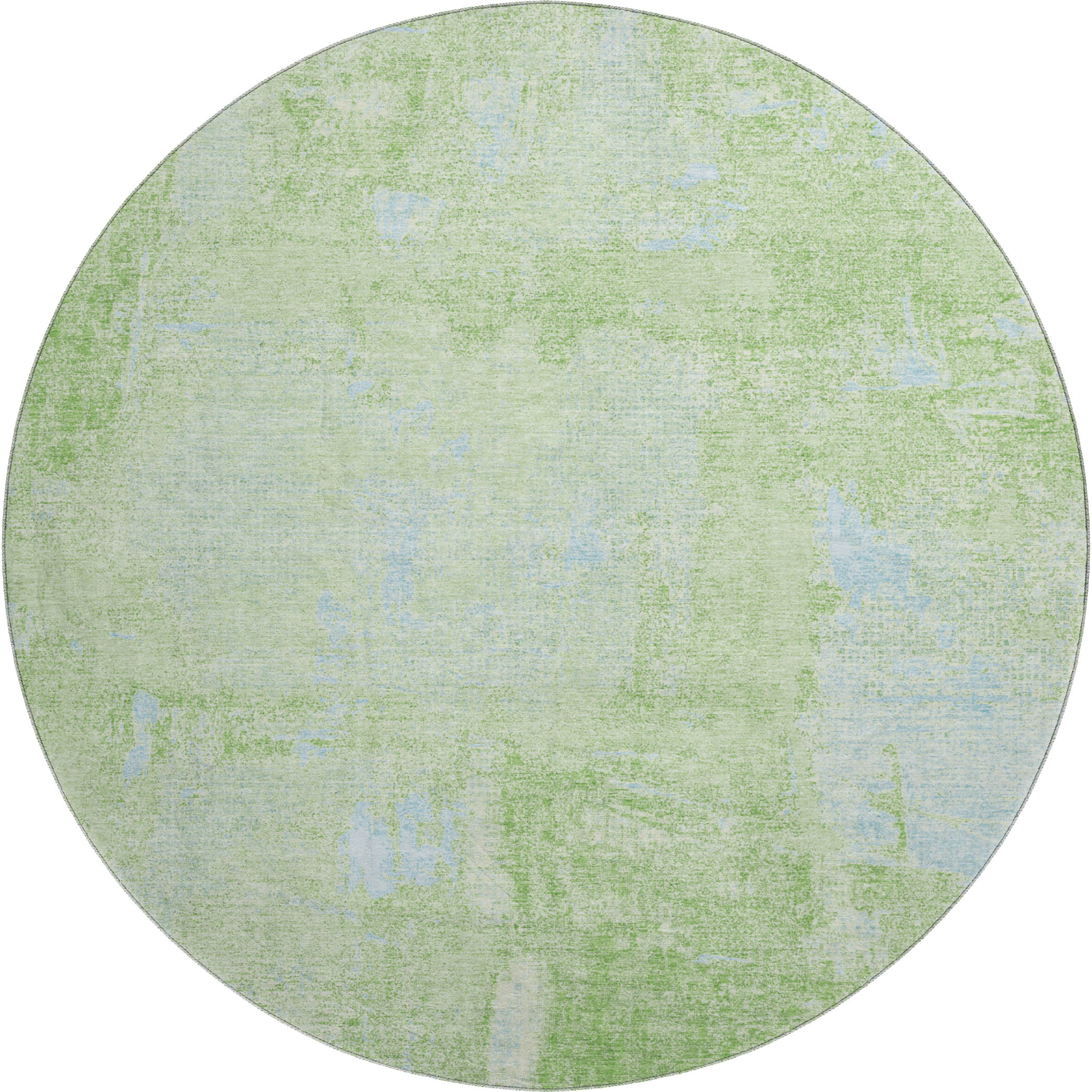 Antigua Machine Washable Transitional Green Rug 8' x 8' #shape_Round
