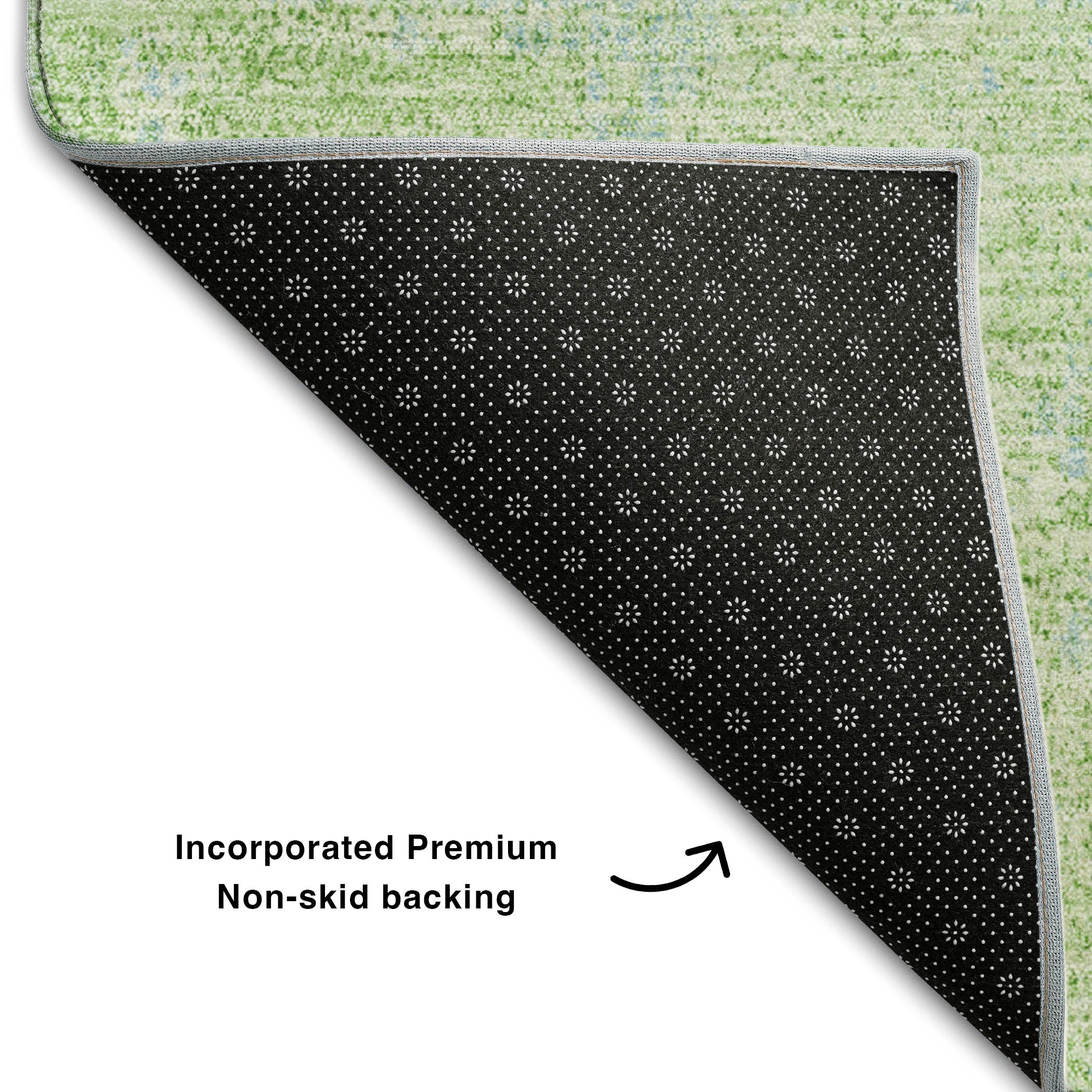 Antigua Machine Washable Transitional Green Rug 1'8" x 2'6" #shape_Rectangle