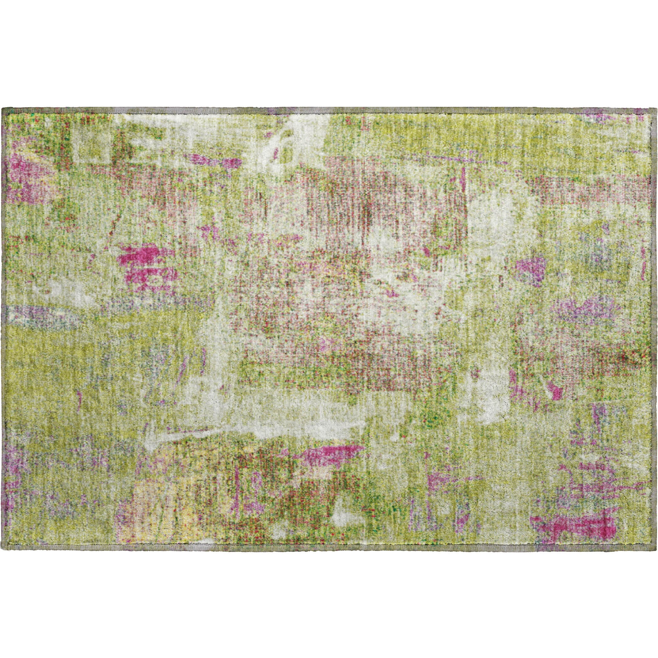 Antigua Machine Washable Transitional Lime Green Rug 1'8" x 2'6" #shape_Rectangle