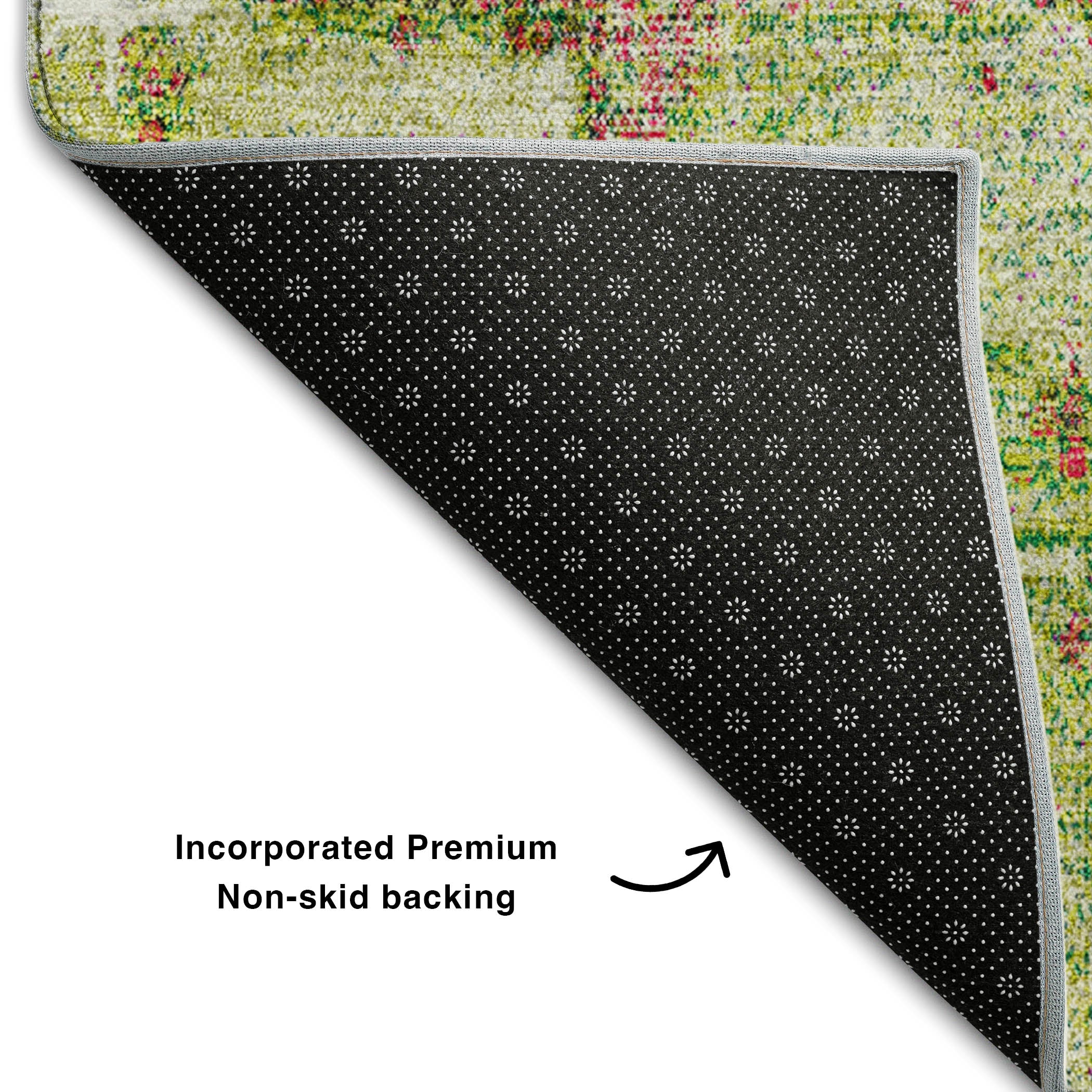 Antigua Machine Washable Transitional Lime Green Rug 1'8" x 2'6" #shape_Rectangle