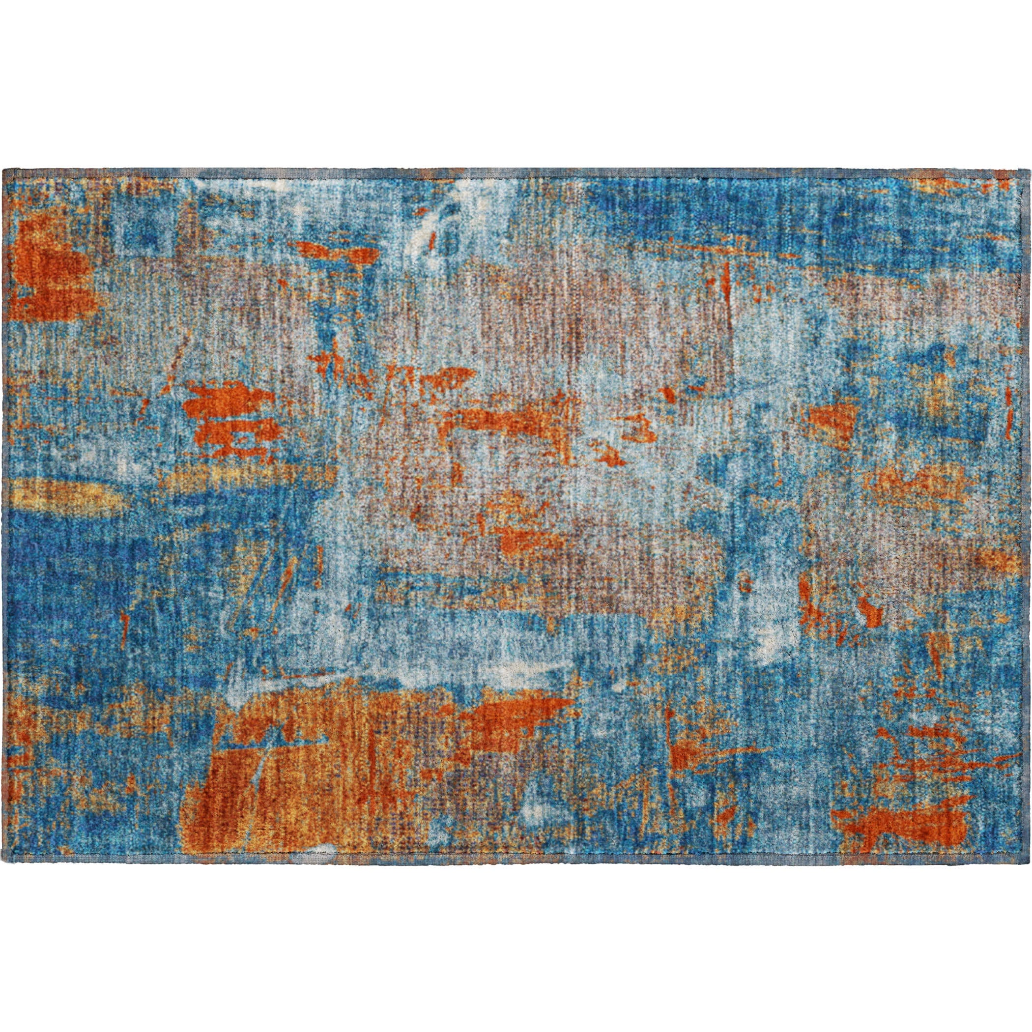 Antigua Machine Washable Transitional Navy Blue Rug 1'8" x 2'6" #shape_Rectangle