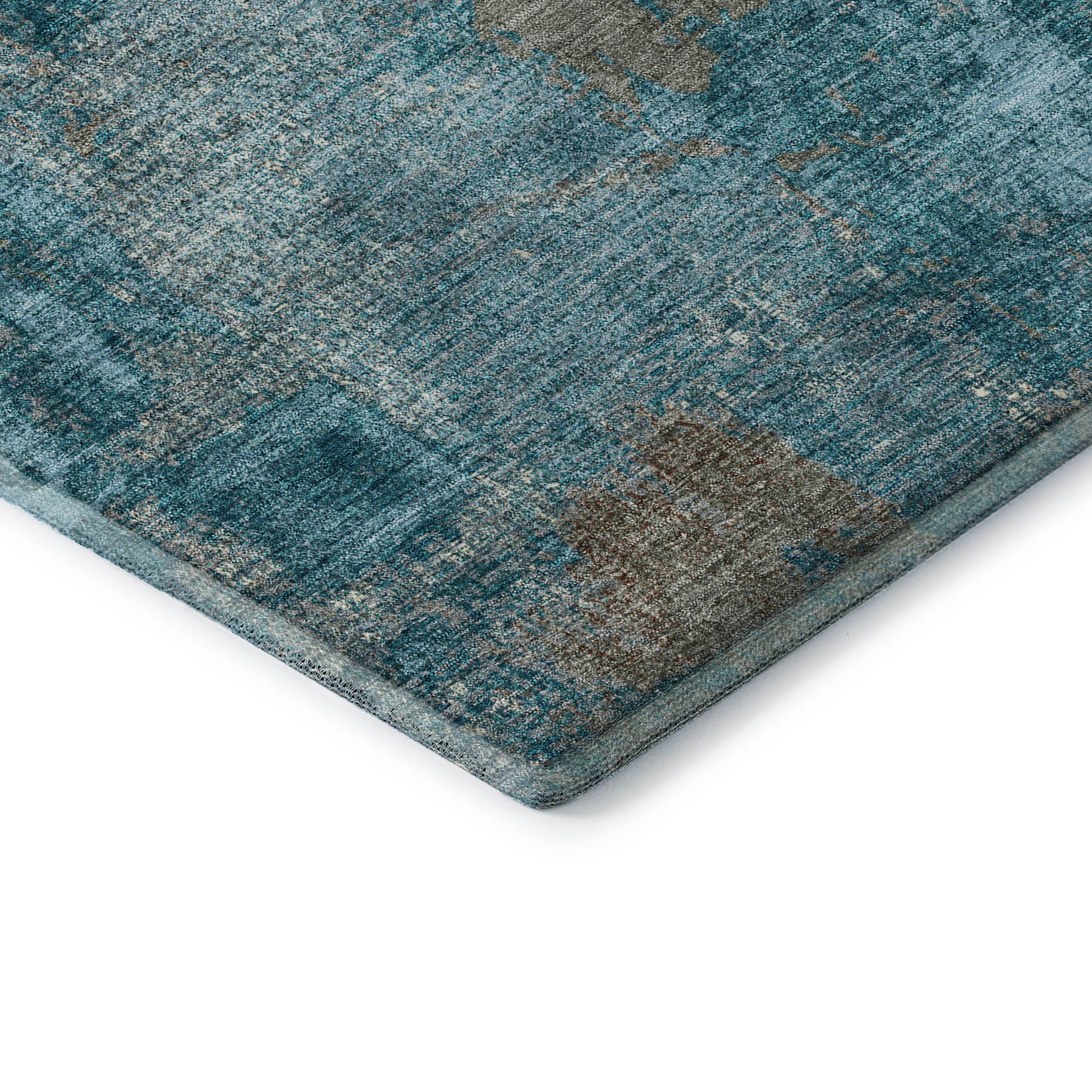 Antigua Machine Washable Transitional Teal Rug 1'8" x 2'6" #shape_Rectangle