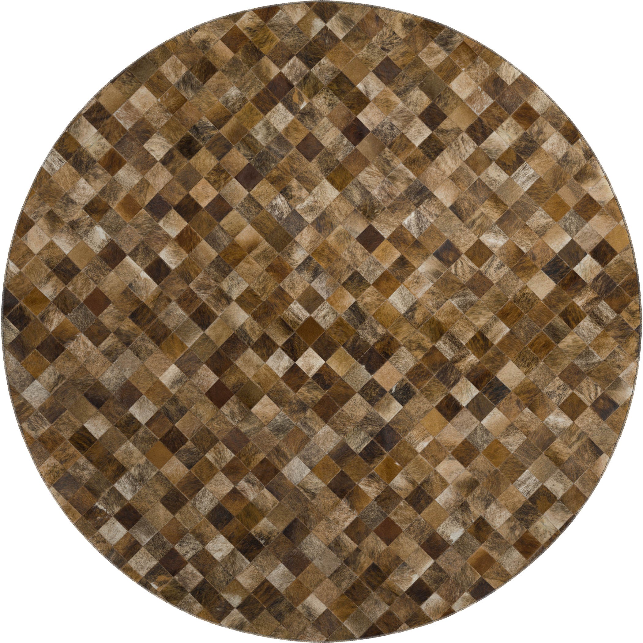 Nairobi Machine Washable Cowhide Brown Browns Rug 8' x 8' #shape_Round