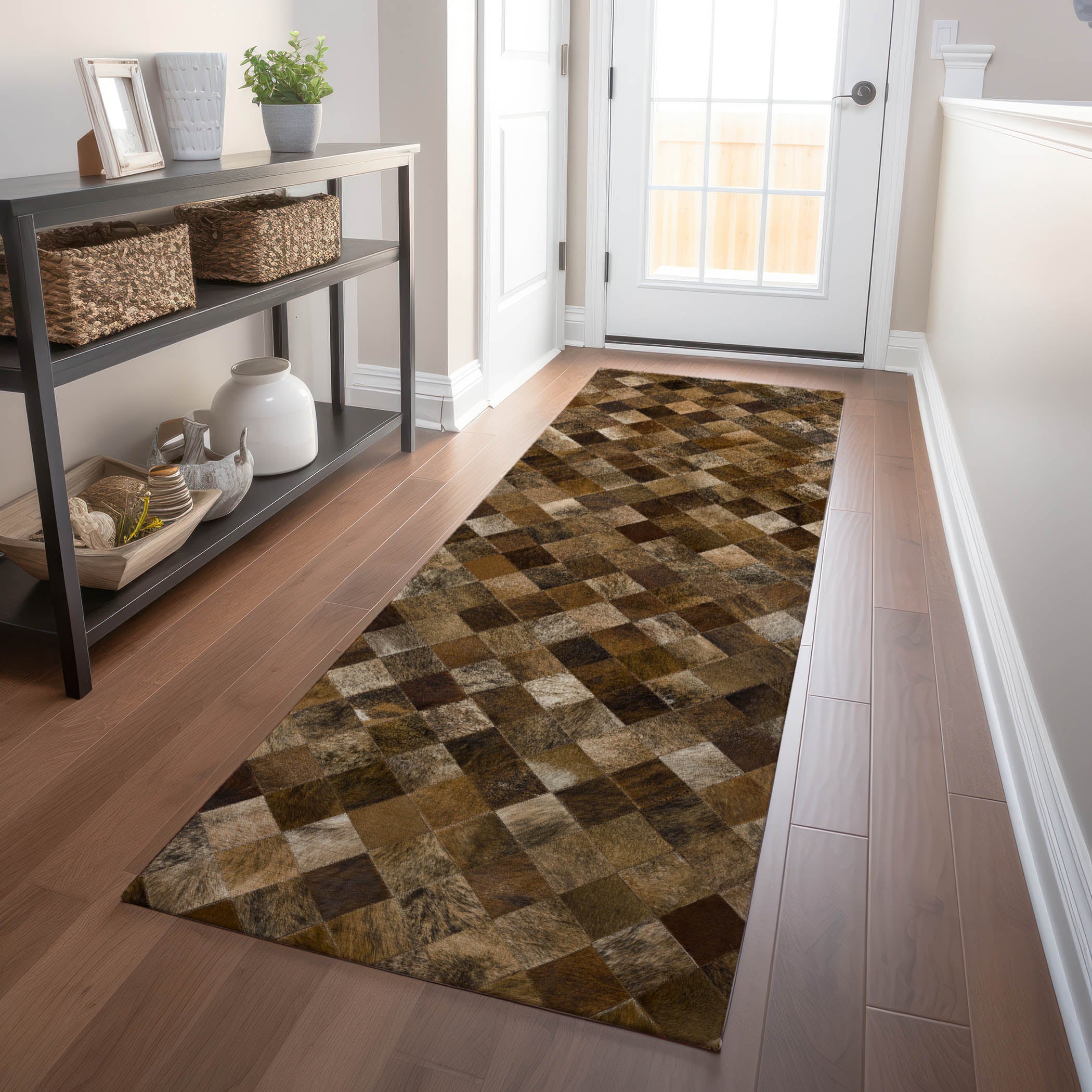 Nairobi Machine Washable Cowhide Brown Browns Rug 2'3" x 7'6" #shape_Runner
