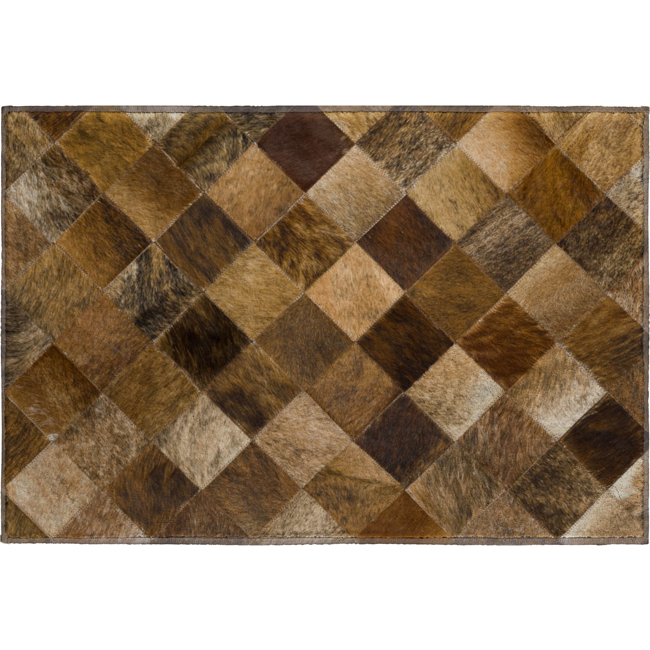 Nairobi Machine Washable Cowhide Brown Browns Rug 1'8" x 2'6" #shape_Rectangle