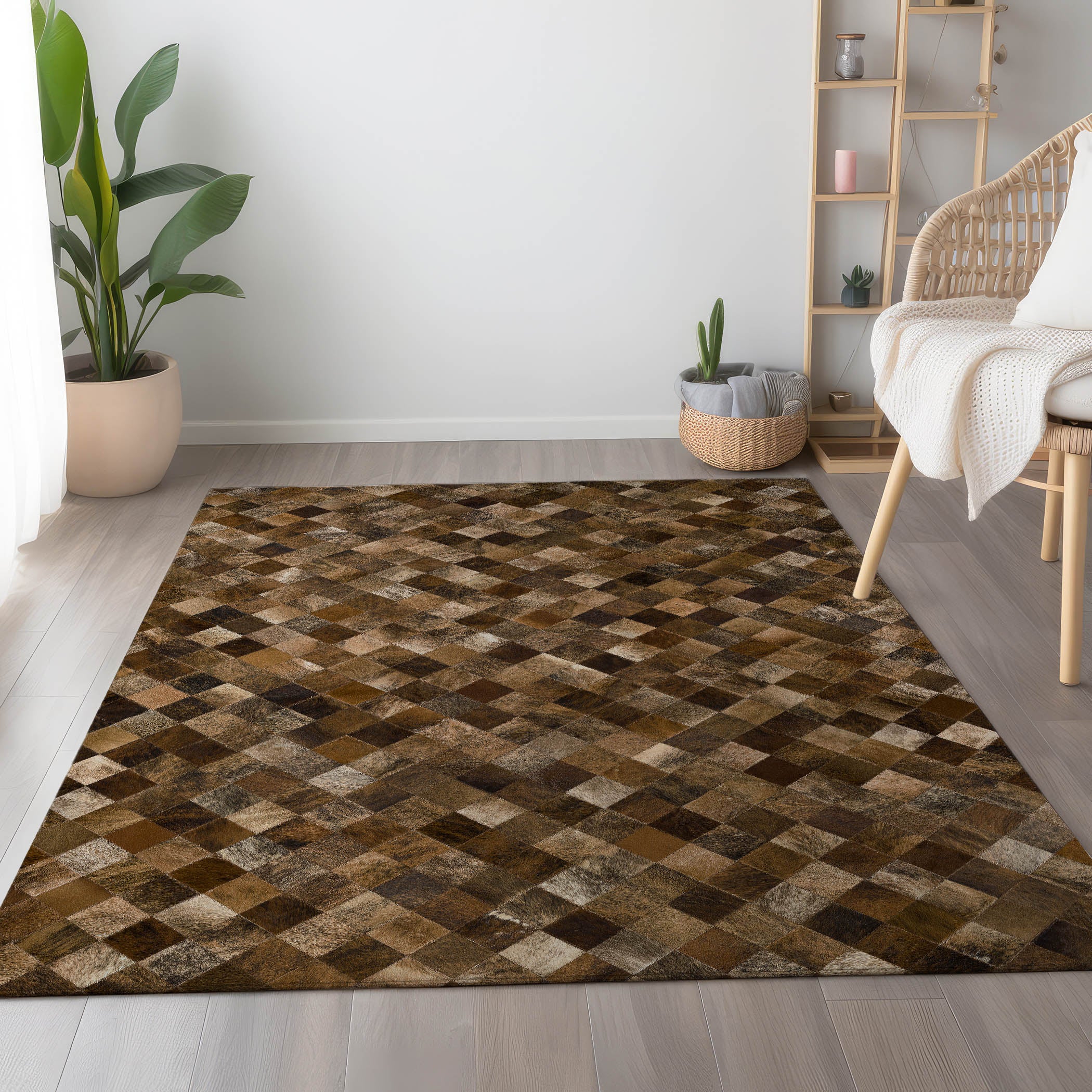 Nairobi Machine Washable Cowhide Brown Browns Rug 2'6" x 3'10" #shape_Rectangle