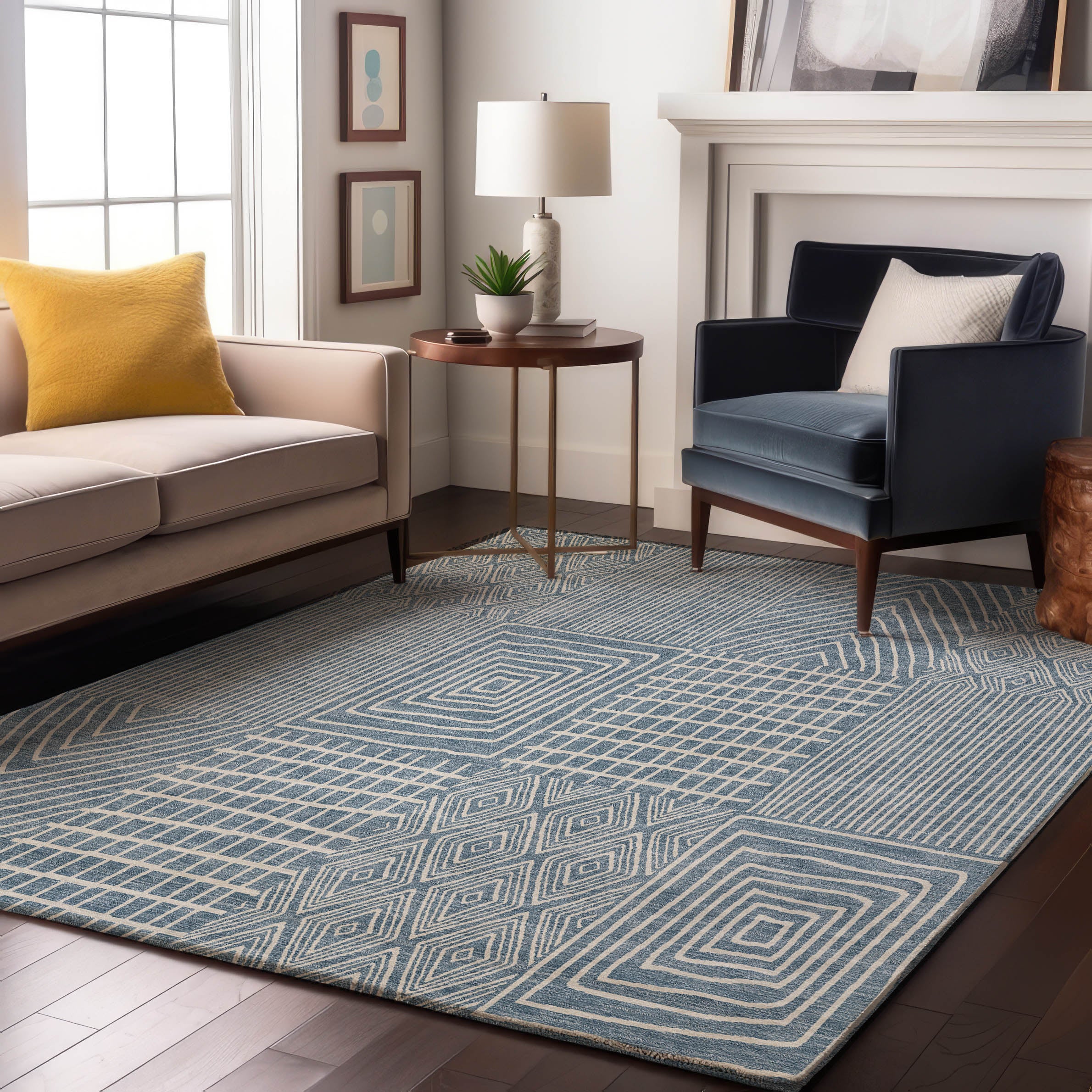 Athens Machine Washable Transitional Denim Blue Rug 2'6" x 3'10" #shape_Rectangle