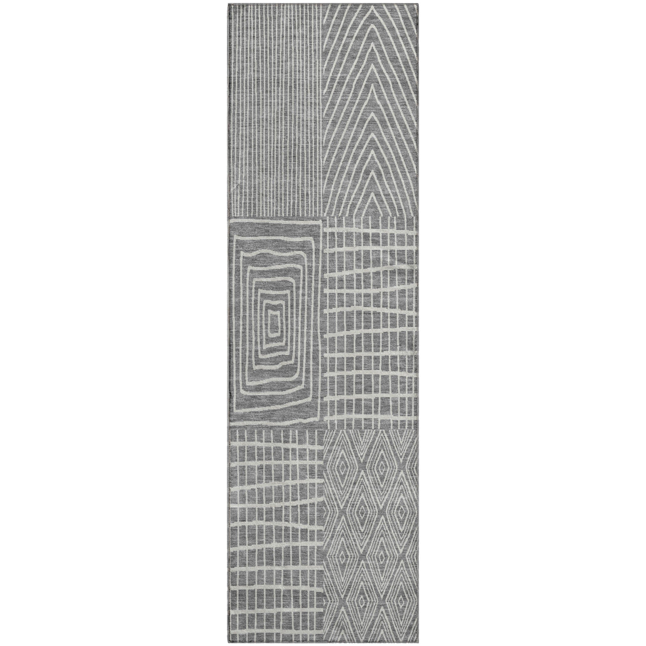 Athens Machine Washable Transitional Gray Rug 2'3" x 7'6" #shape_Runner