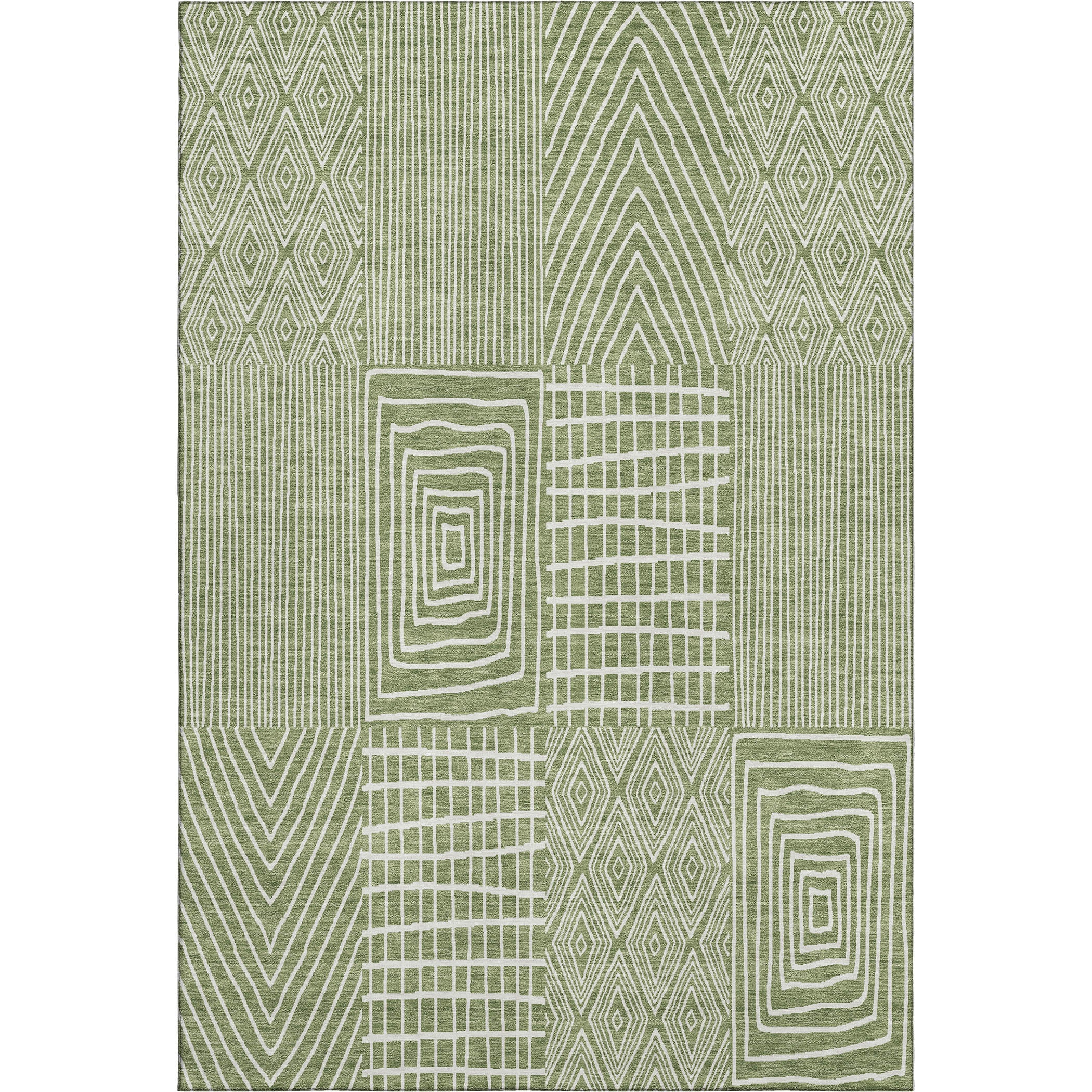 Athens Machine Washable Transitional Green Rug 2'6" x 3'10" #shape_Rectangle