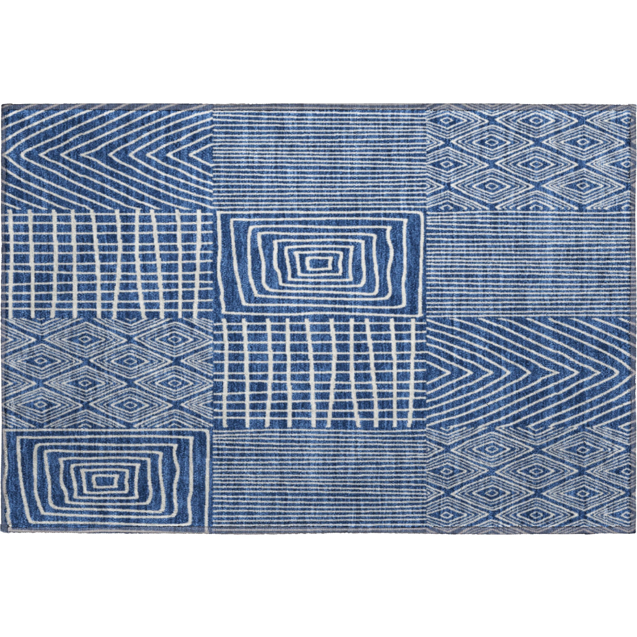 Athens Machine Washable Transitional Navy Blue Rug 1'8" x 2'6" #shape_Rectangle