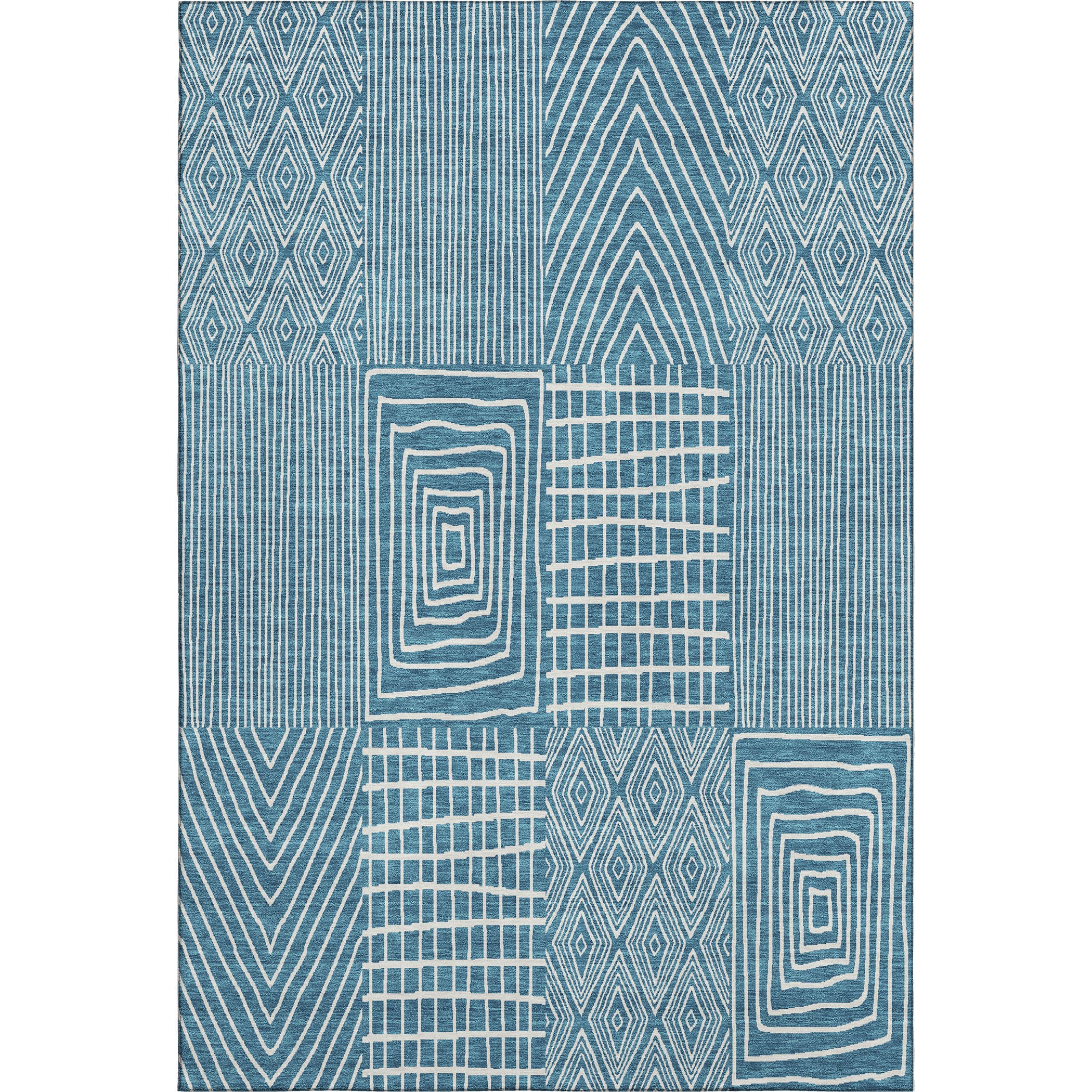 Athens Machine Washable Transitional Teal Rug 2'6" x 3'10" #shape_Rectangle