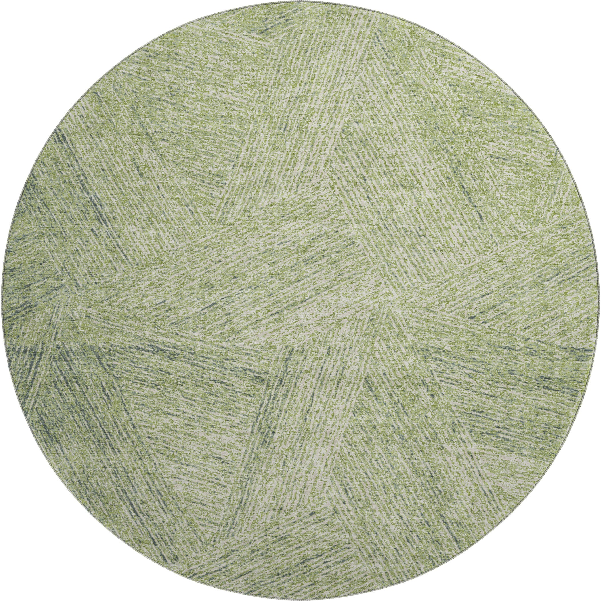 Lisbon Machine Washable Transitional Aloe Green Rug 8' x 8' #shape_Round