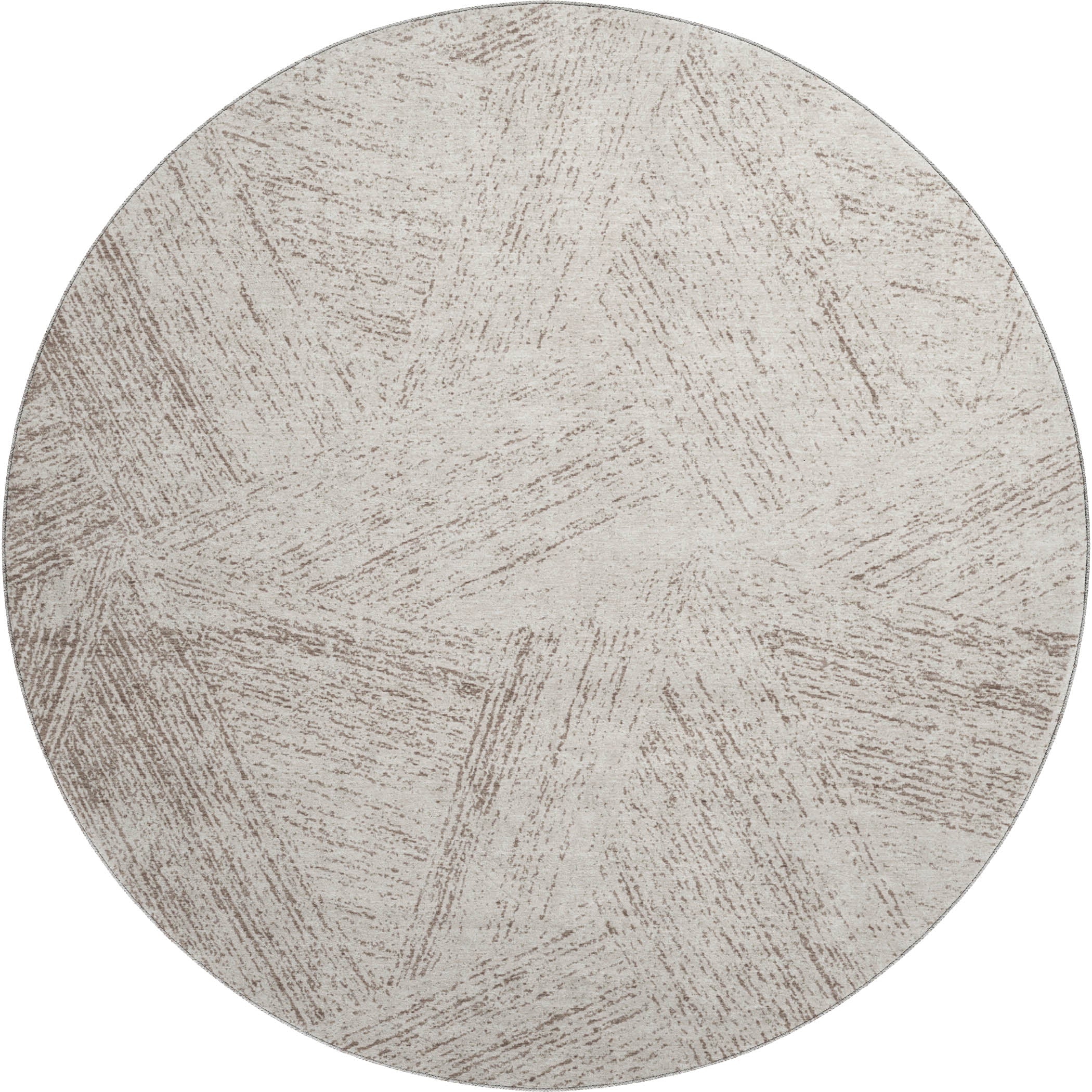 Lisbon Machine Washable Transitional Beige Brown Rug 8' x 8' #shape_Round