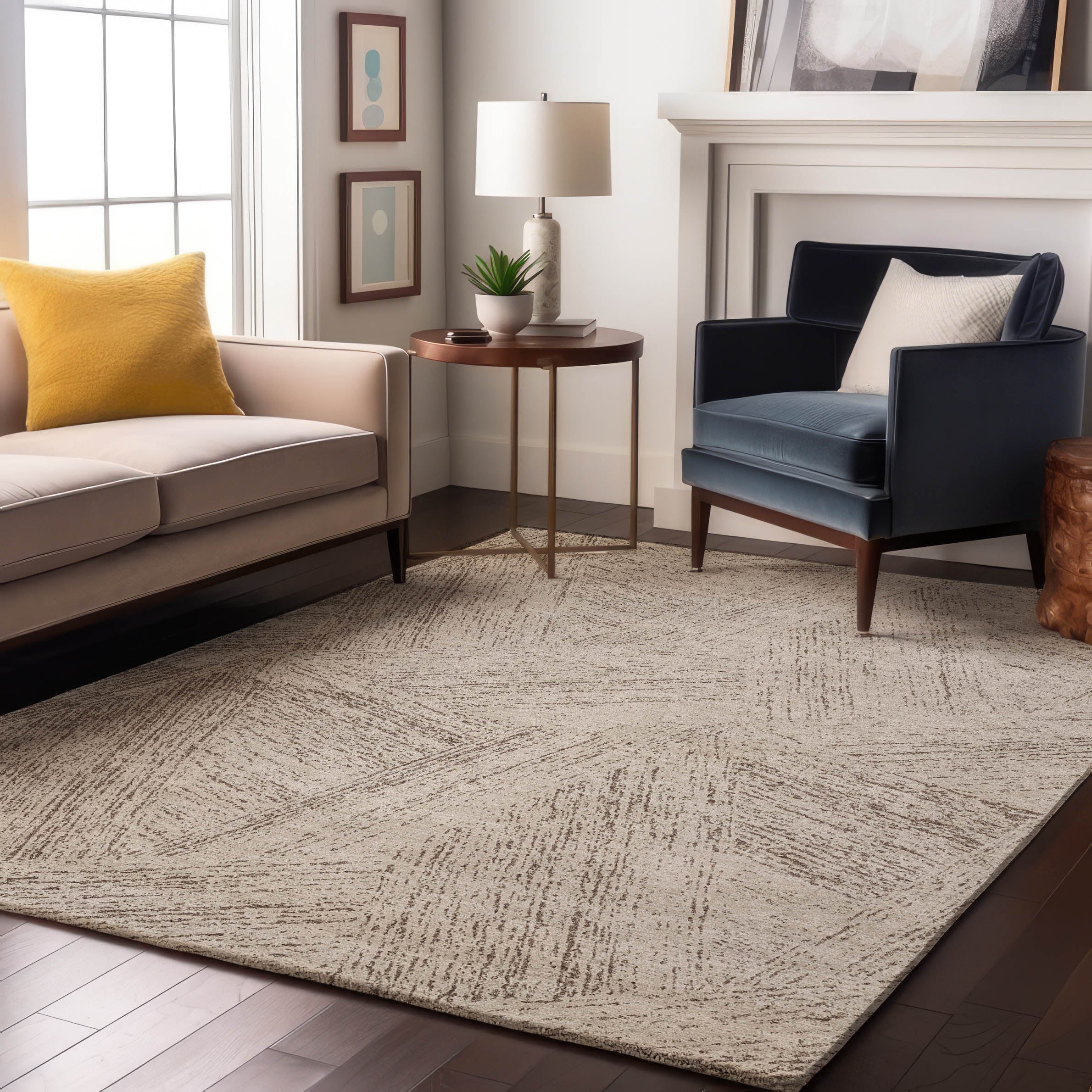 Lisbon Machine Washable Transitional Beige Brown Rug 2'6" x 3'10" #shape_Rectangle