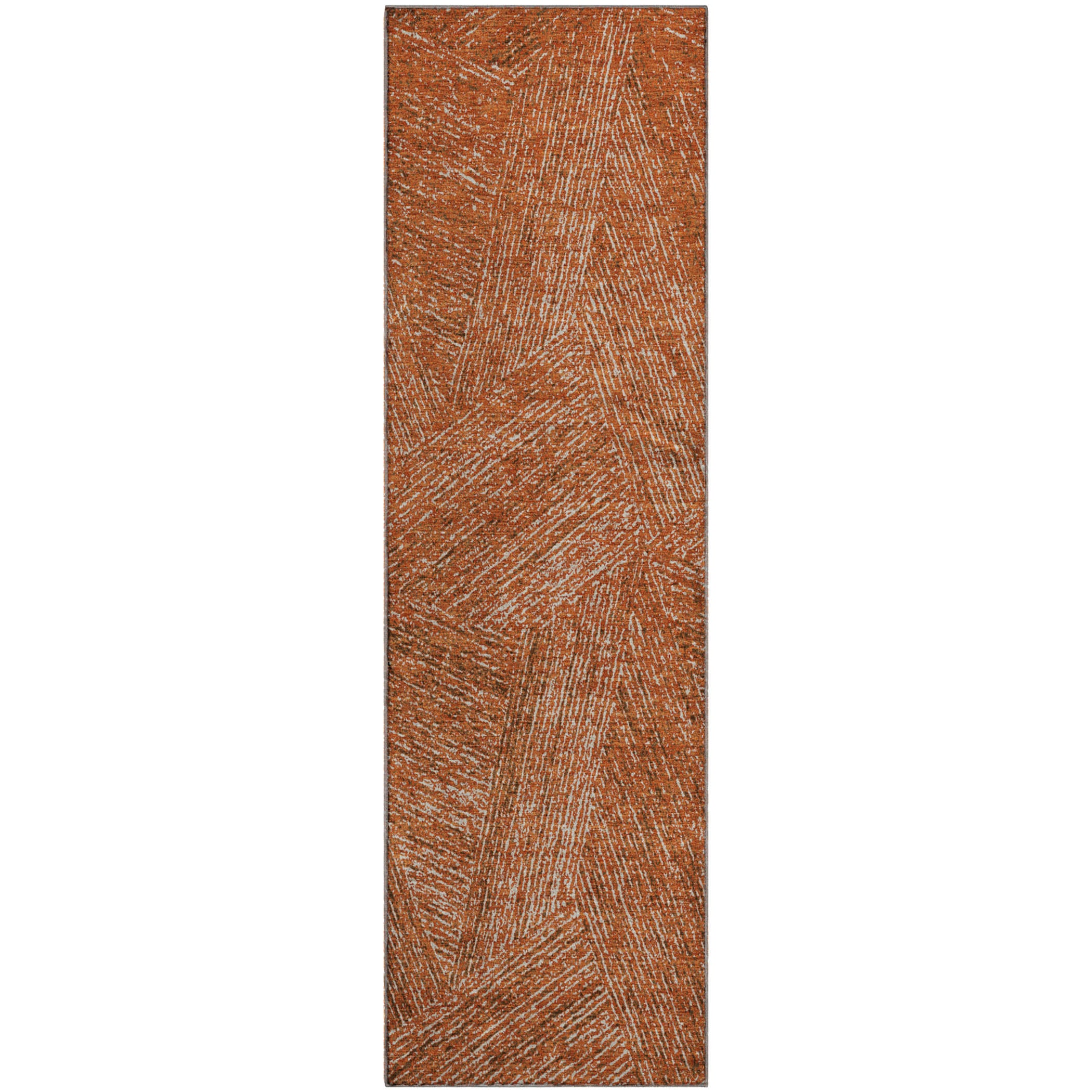 Lisbon Machine Washable Transitional Copper Orange Rug 2'3" x 7'6" #shape_Runner