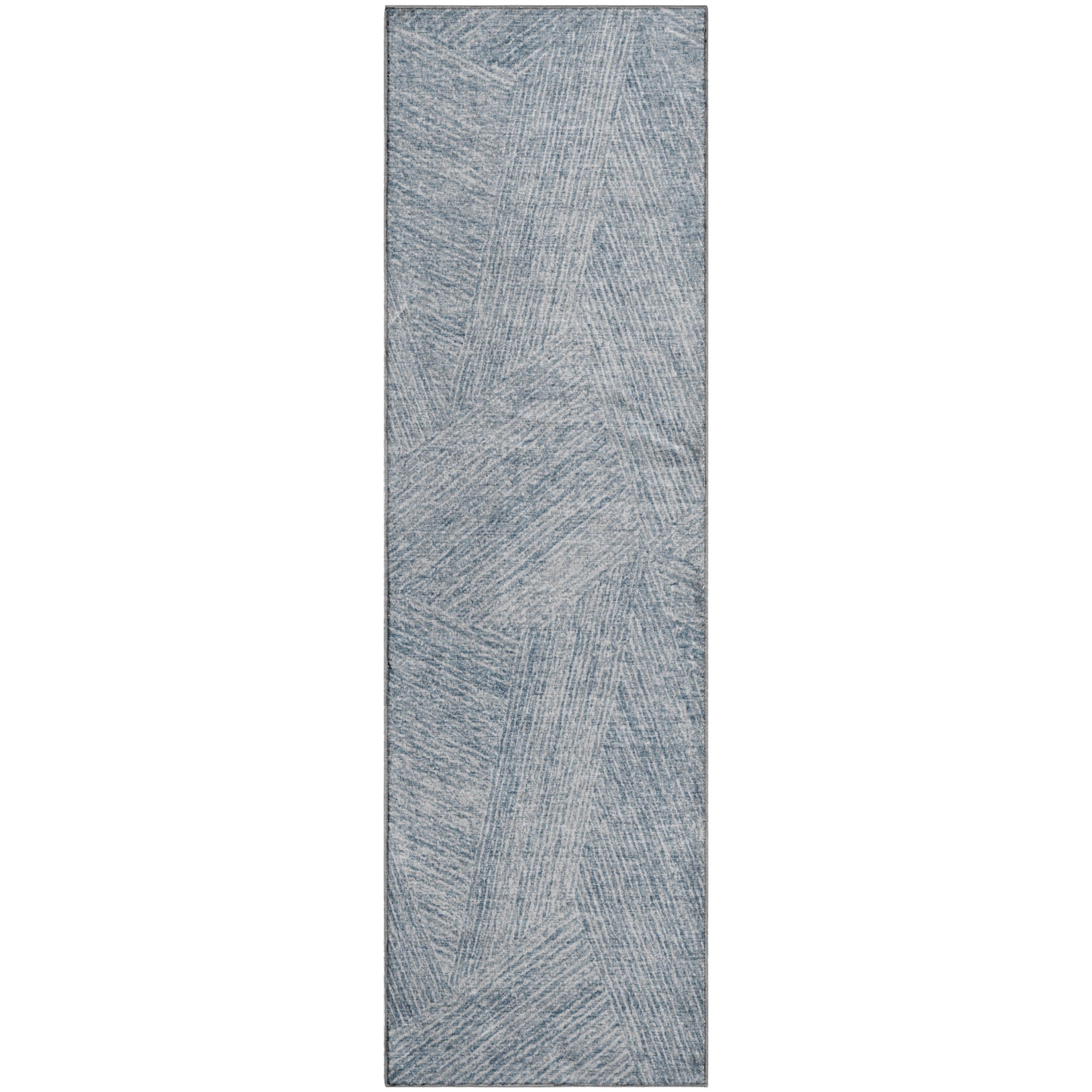 Lisbon Machine Washable Transitional Denim Blue Rug 2'3" x 7'6" #shape_Runner