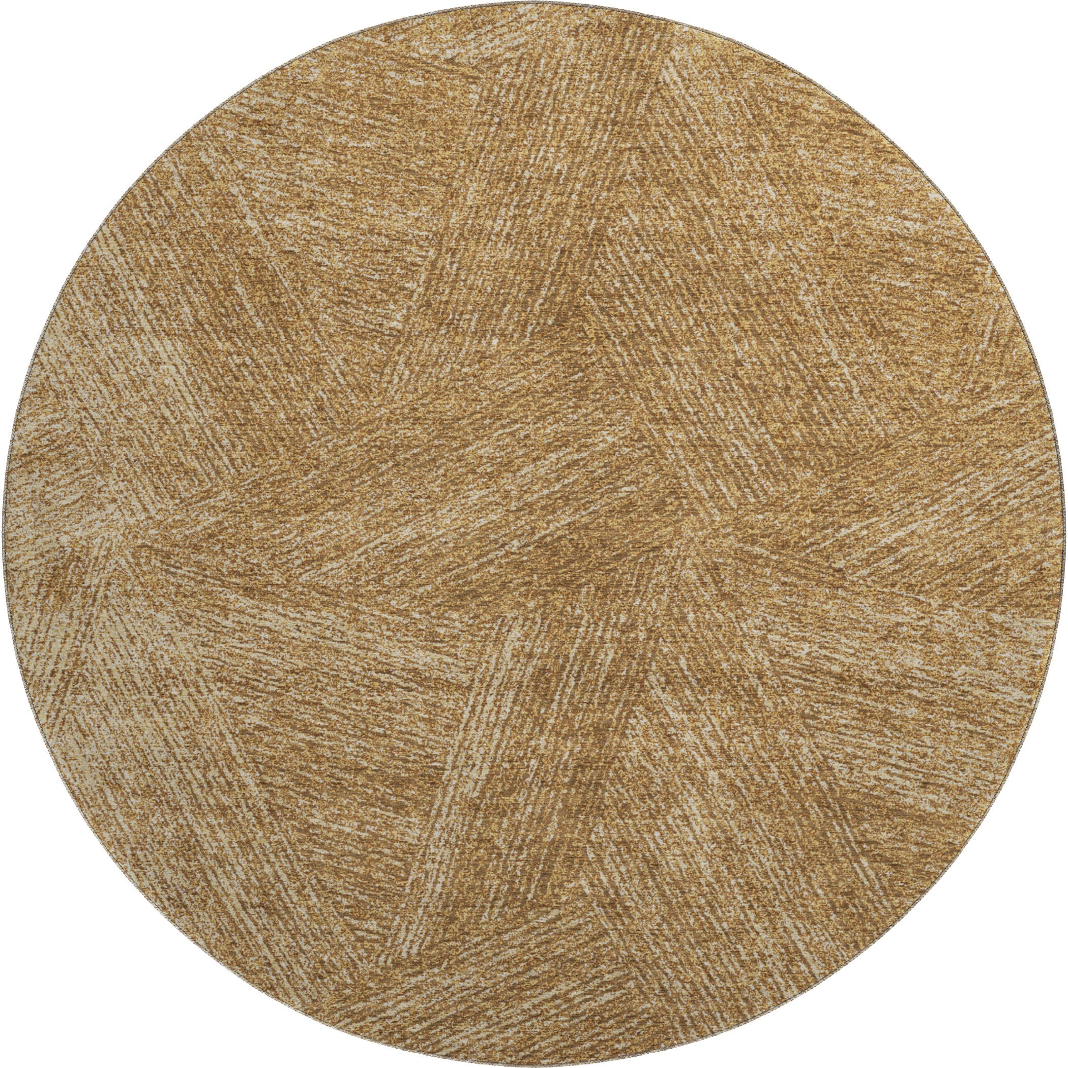 Lisbon Machine Washable Transitional Gold Rug 8' x 8' #shape_Round