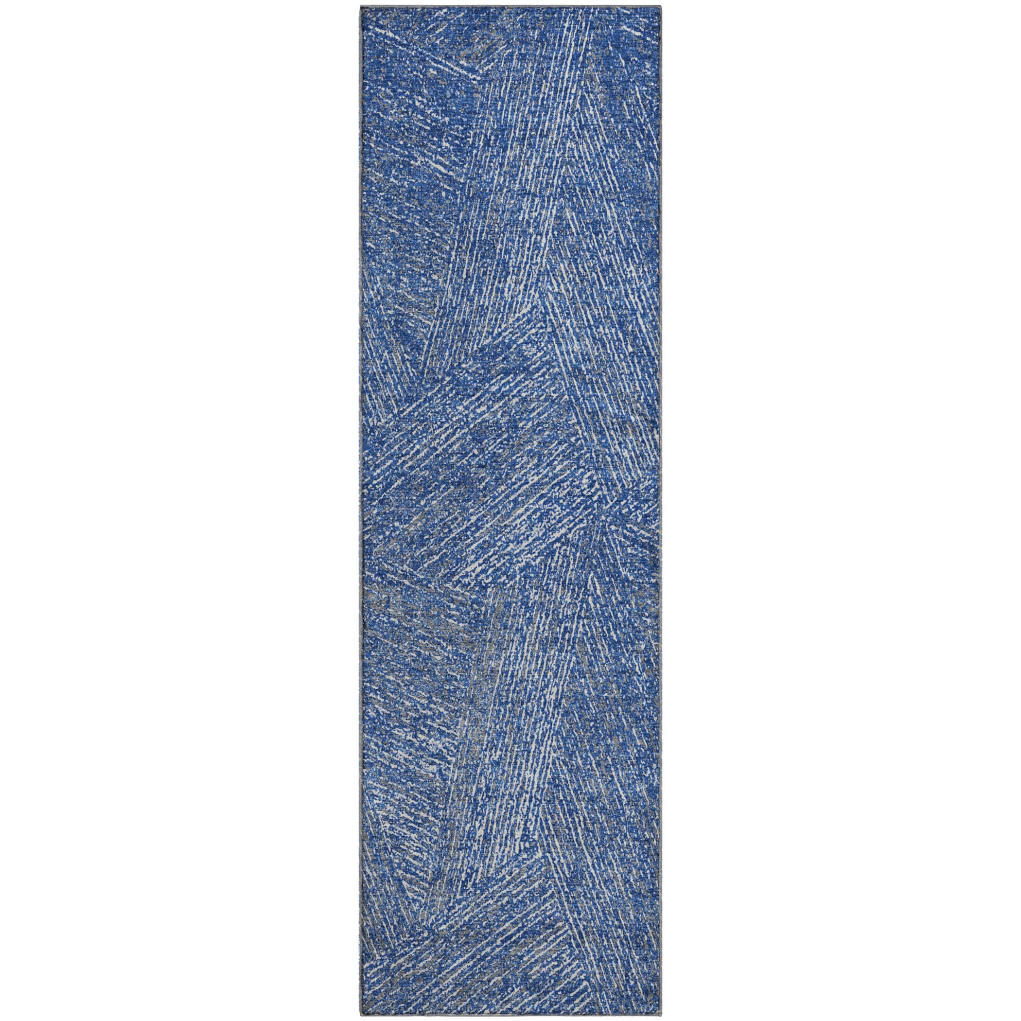 Lisbon Machine Washable Transitional Navy Blue Rug 2'3" x 7'6" #shape_Runner