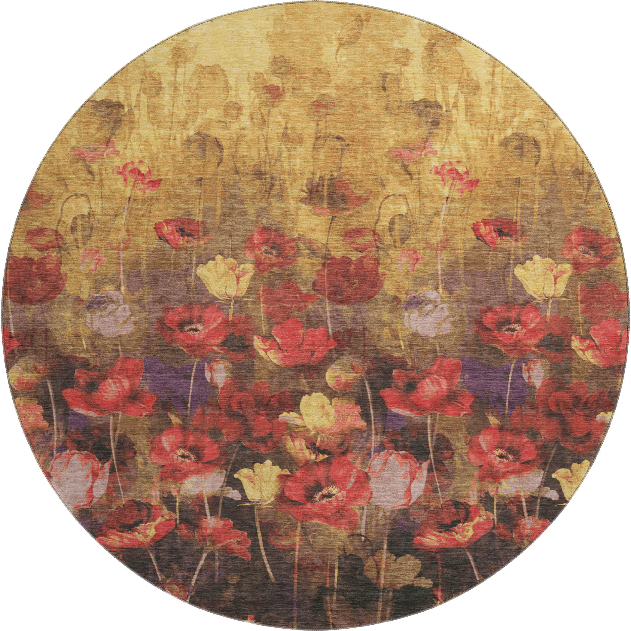 Lisbon Machine Washable Transitional Gold Rug 8' x 8' #shape_Round