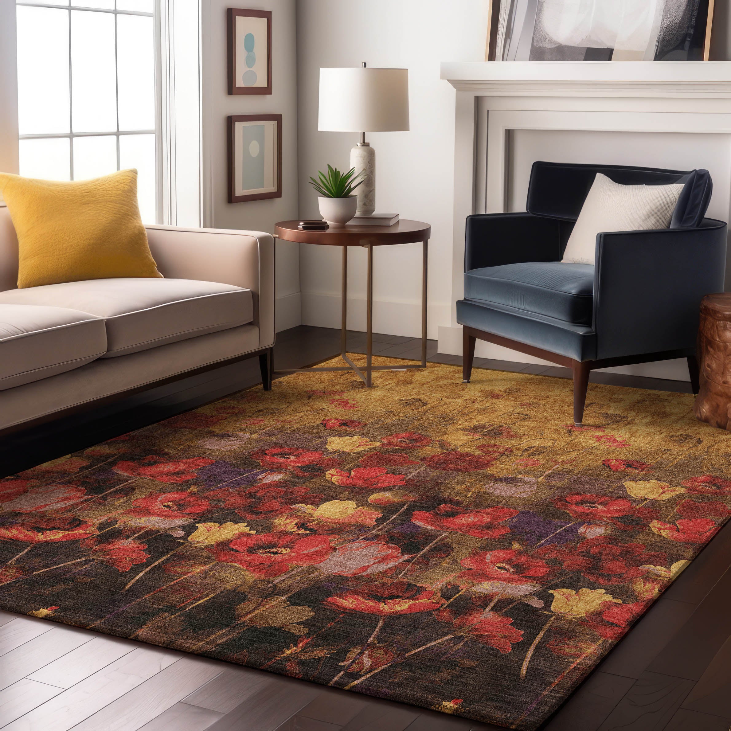 Lisbon Machine Washable Transitional Gold Rug 2'6" x 3'10" #shape_Rectangle