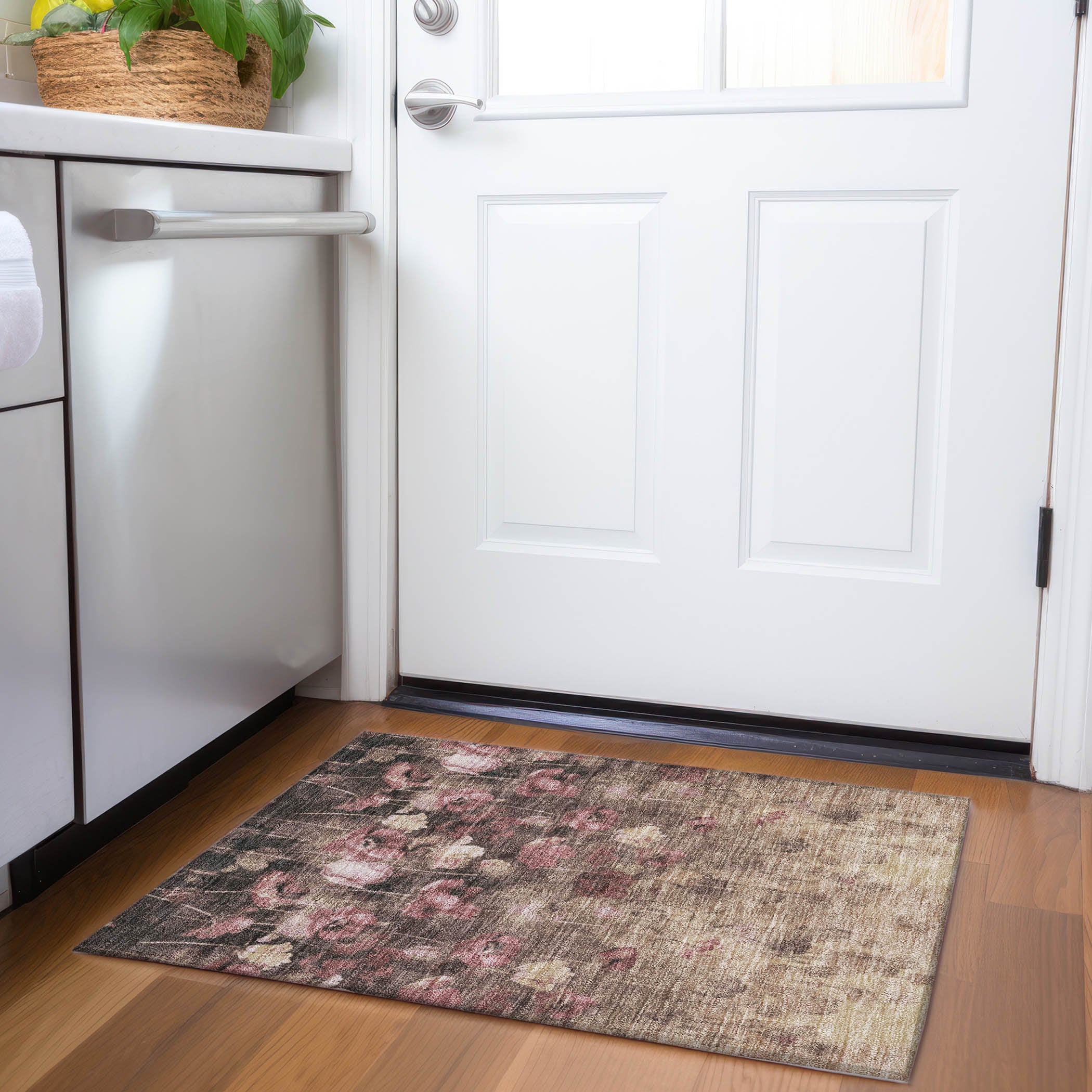 Lisbon Machine Washable Transitional Taupe Brown Rug 1'8" x 2'6" #shape_Rectangle
